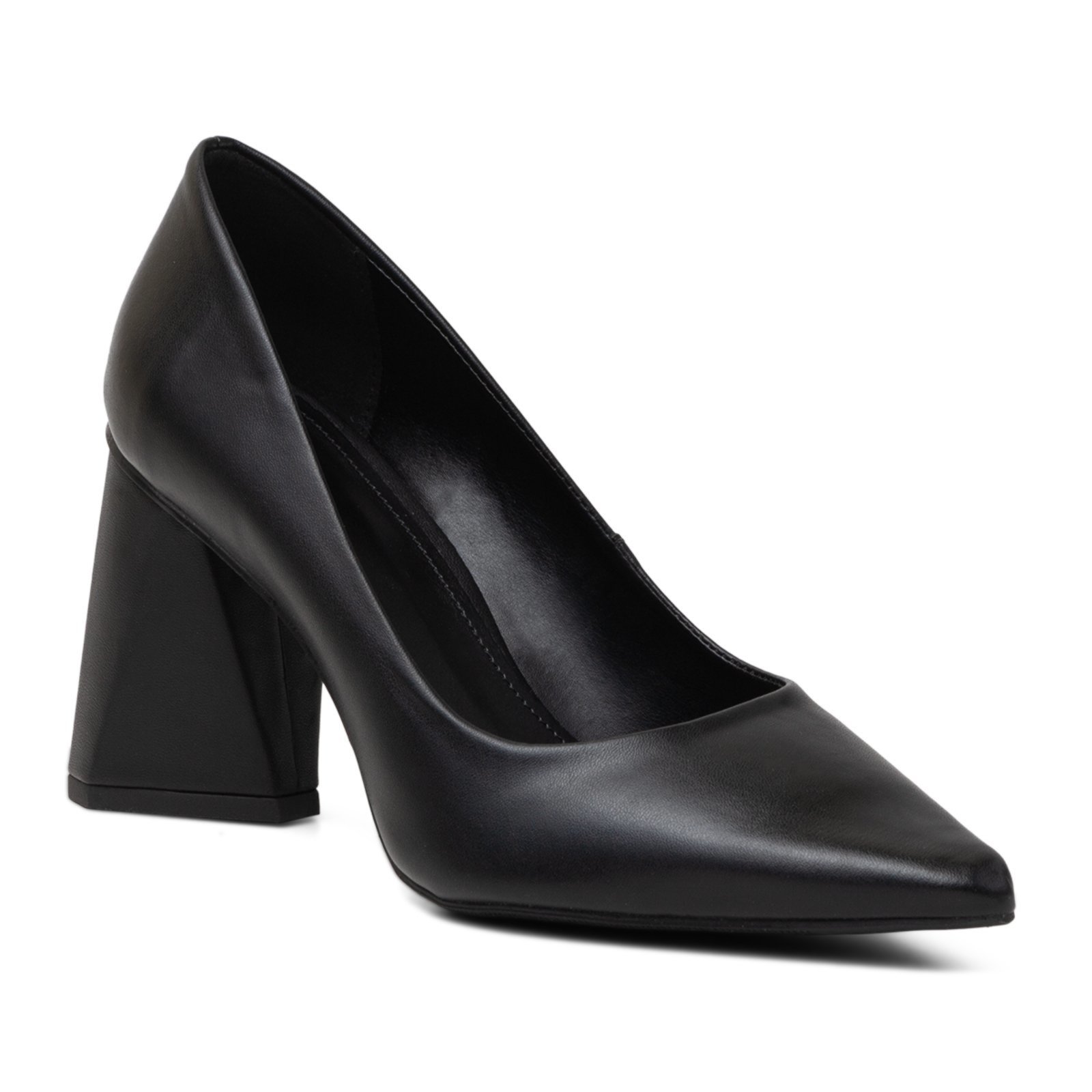Vista 3 Sapato Feminino Scarpin Salto Triangulo Napa Preta Sete Sales preto Sete Sales preto