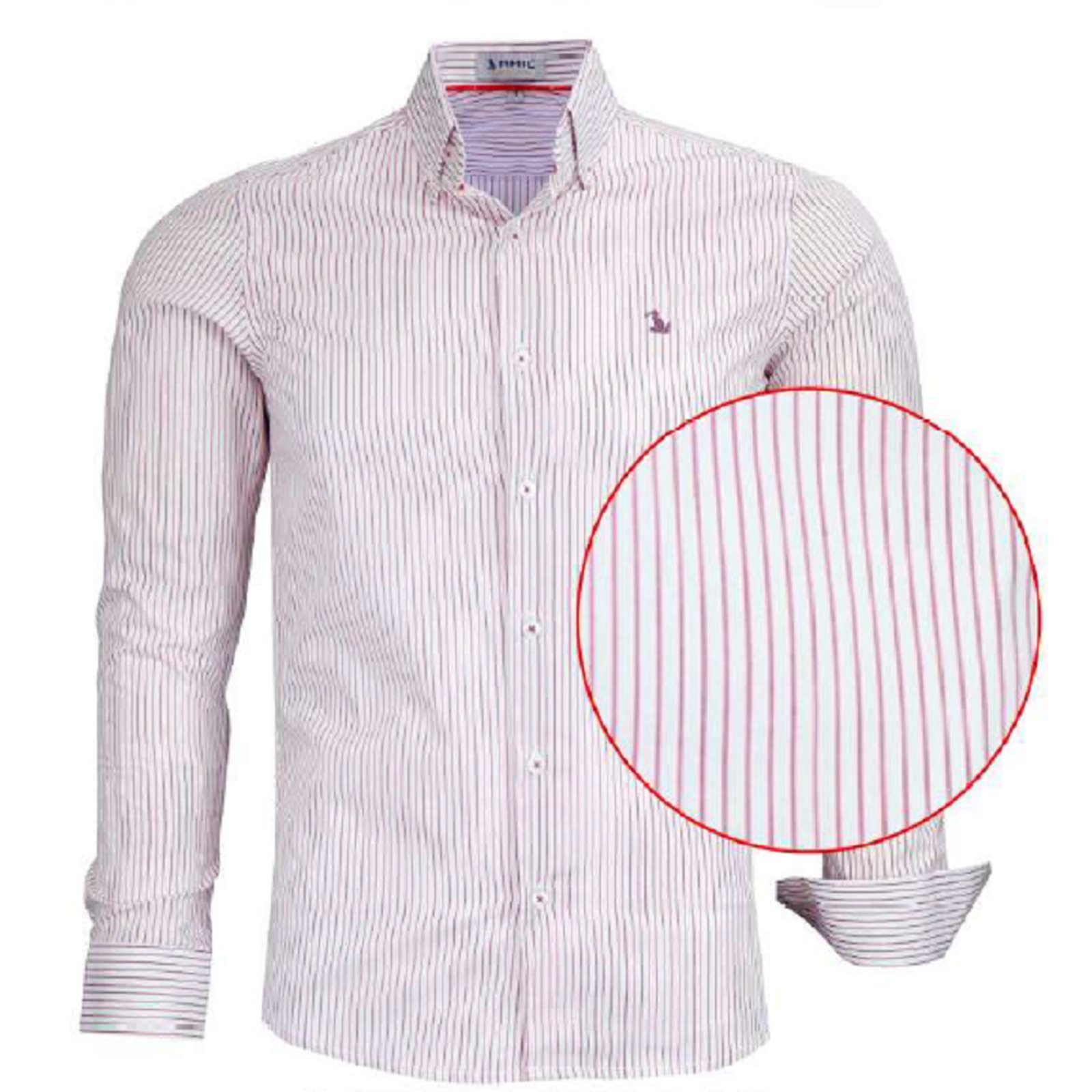 Camisa Listrada Social Manga Longa De Algodão Original Amil vermelho