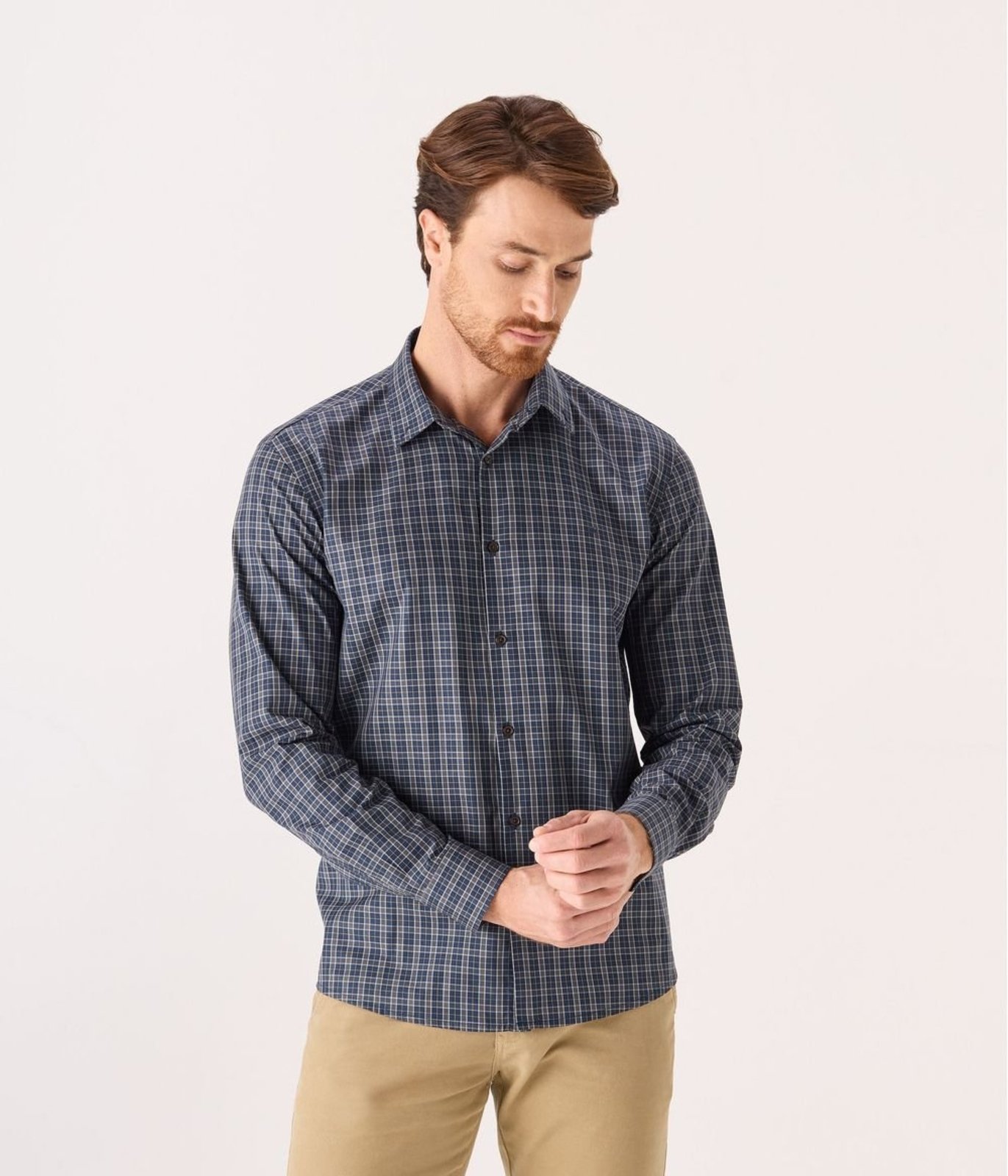 Camisa Makenji Business Com Button Down Masculina Azul Marinho