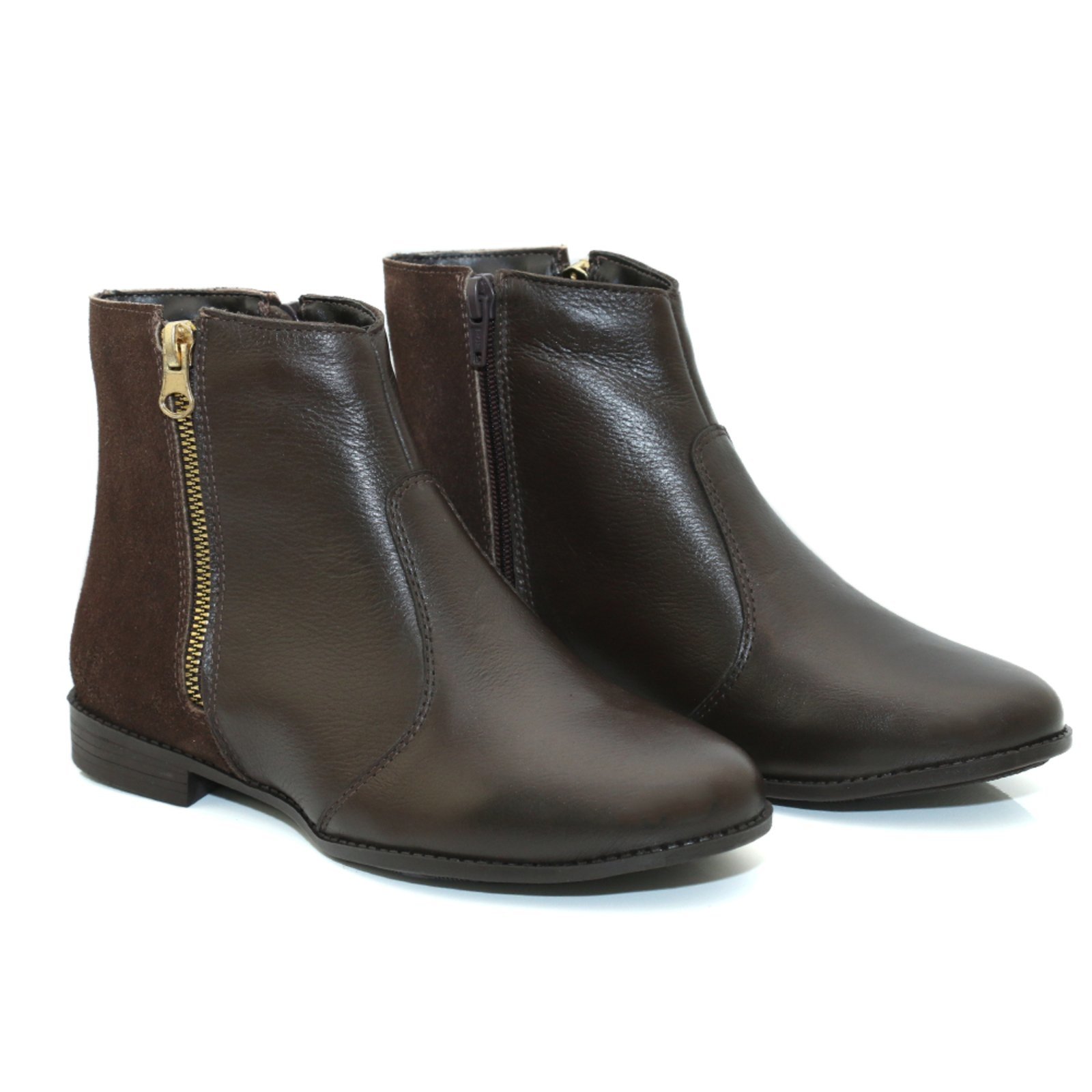 Bota Cano Curto Feminina Couro Tellini Store Café