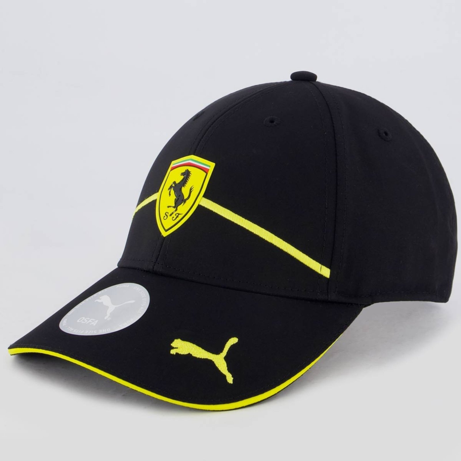 Vista 2 Boné Puma Scuderia Ferrari Race BB e Amarelo preto Puma preto