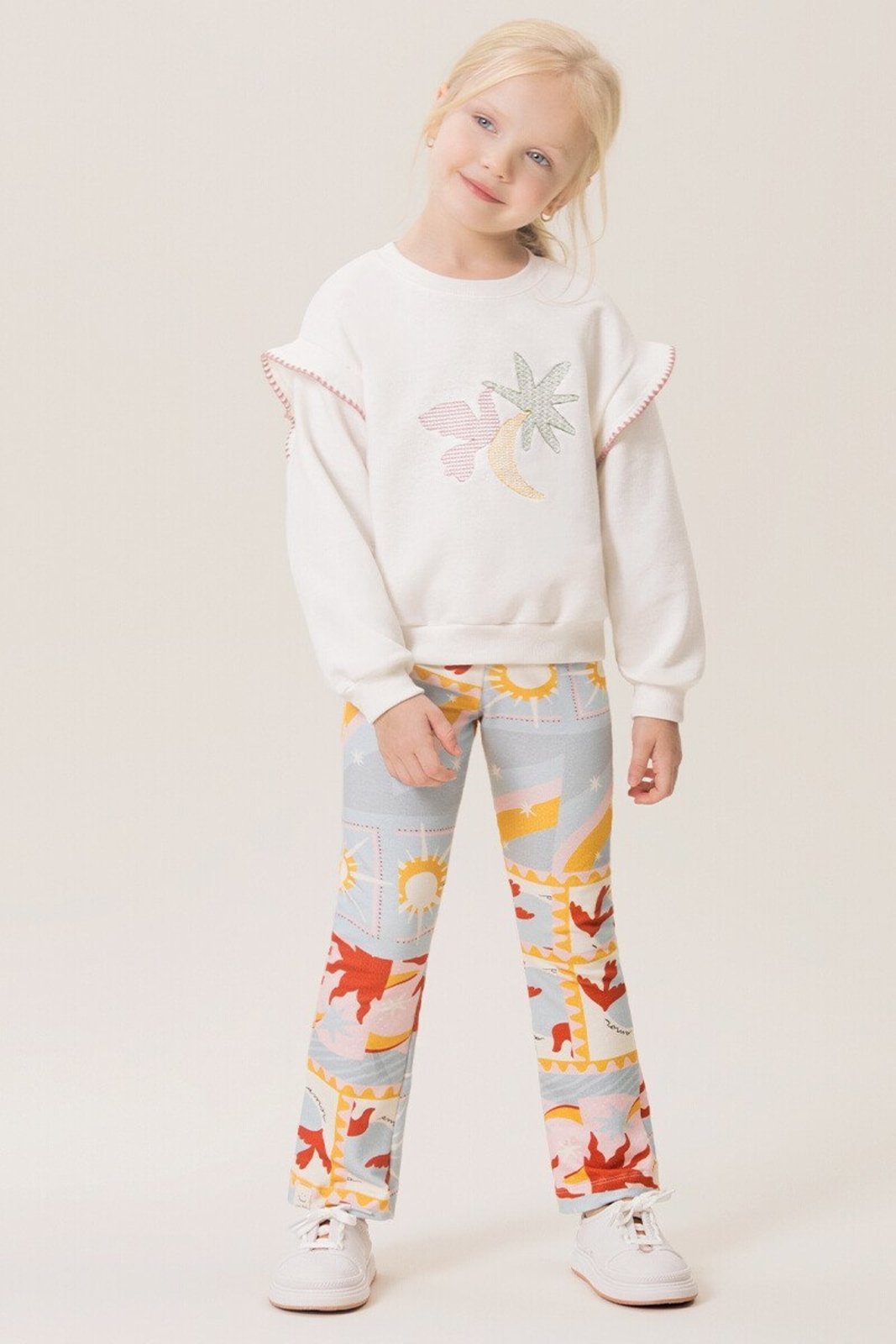 Infantil - Conjunto Bugbee Casaco em Moletom e Calça Molecotton Estampada Alta