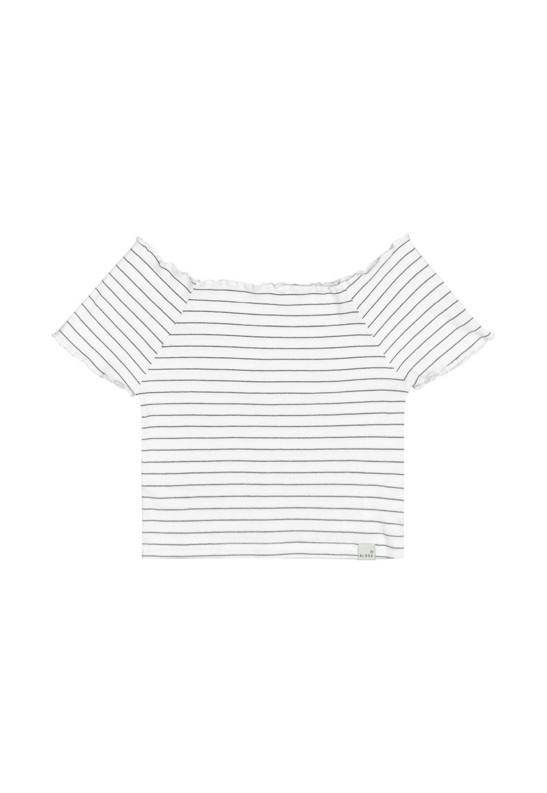 Vista 3 Infantil - Top Cropped Listrado em Ribana Juvenil Gloss Off-White off-white white Gloss off-white white