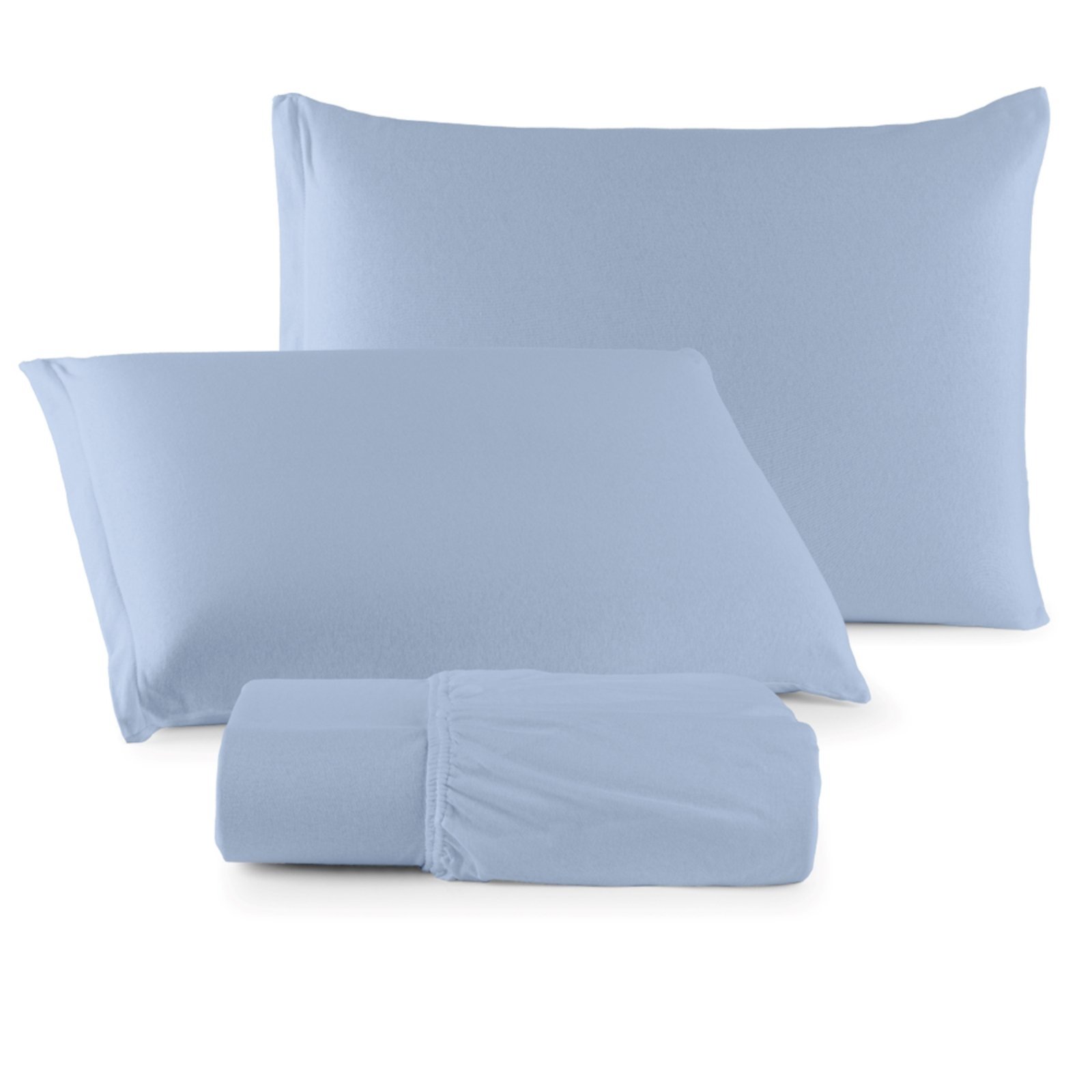 Jogo Cama Lençol Casa Scarpa Sonnet Casal Padrão Malha Lisa Algodão Macio 3 Peças - Azul Claro