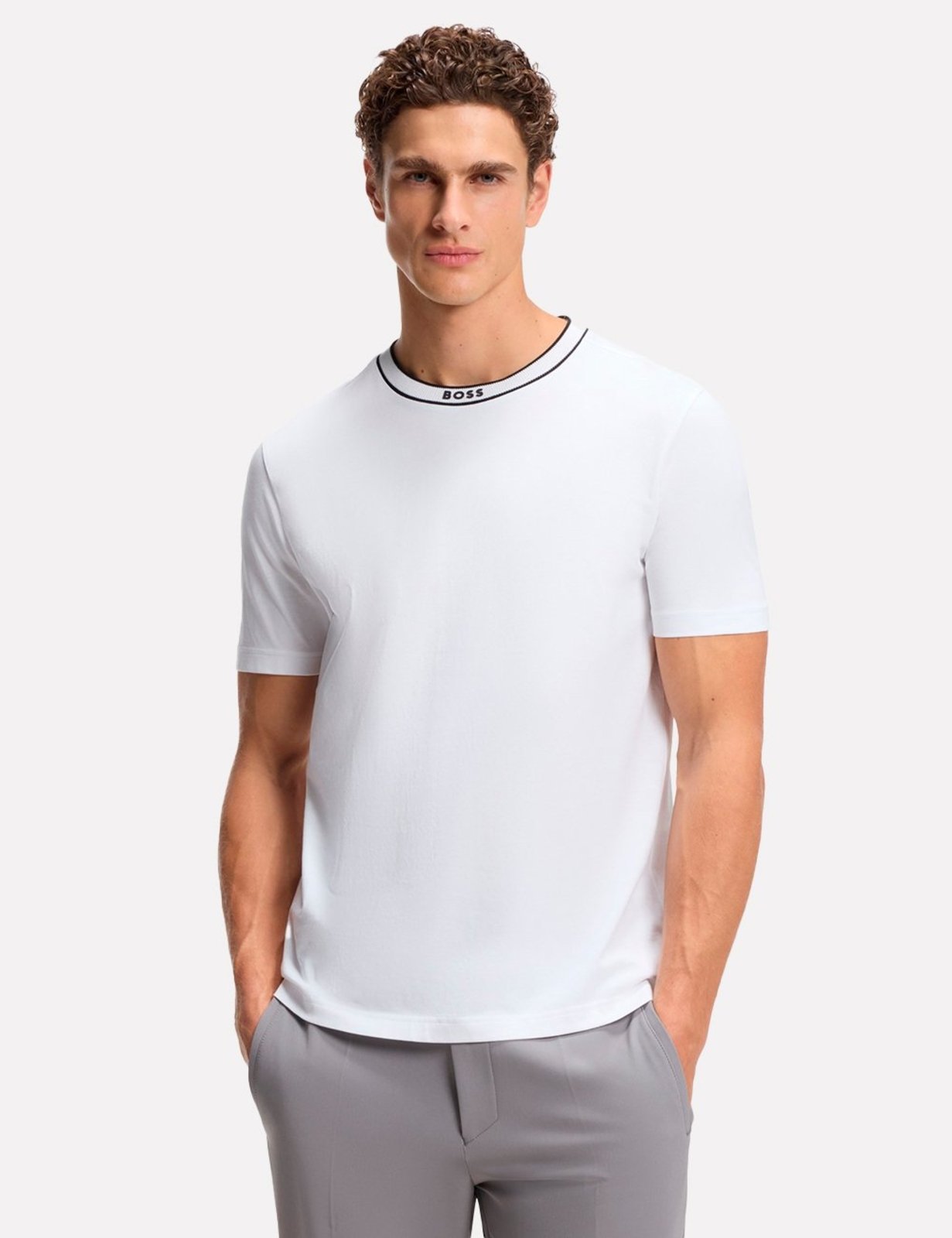 Camiseta Hugo Boss Masculina Regular Fit Listra Tee 5 Branca