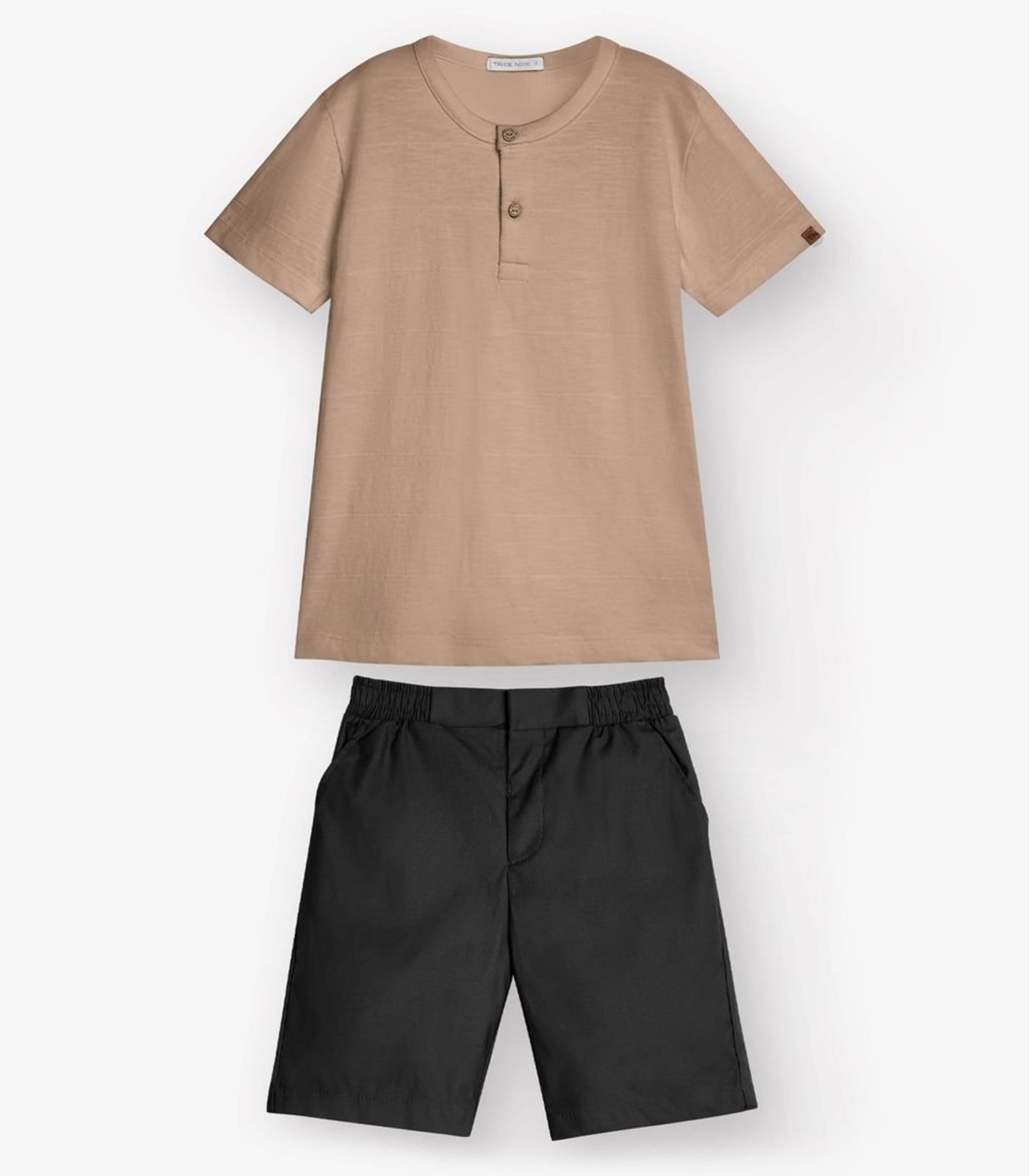 Infantil - Conjunto Camiseta com Bermuda Menino Trick Nick Marrom