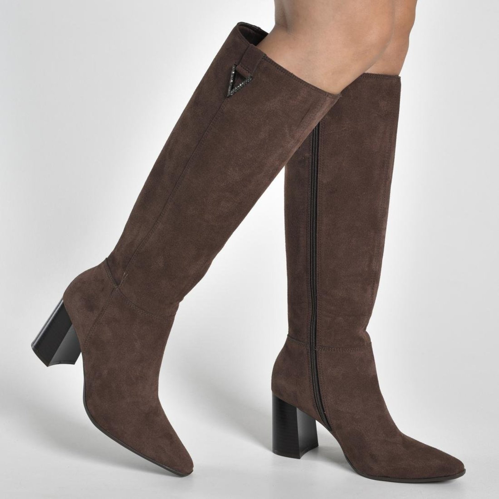 Bota Via Marte Feminina Cano Alto Conforto Café