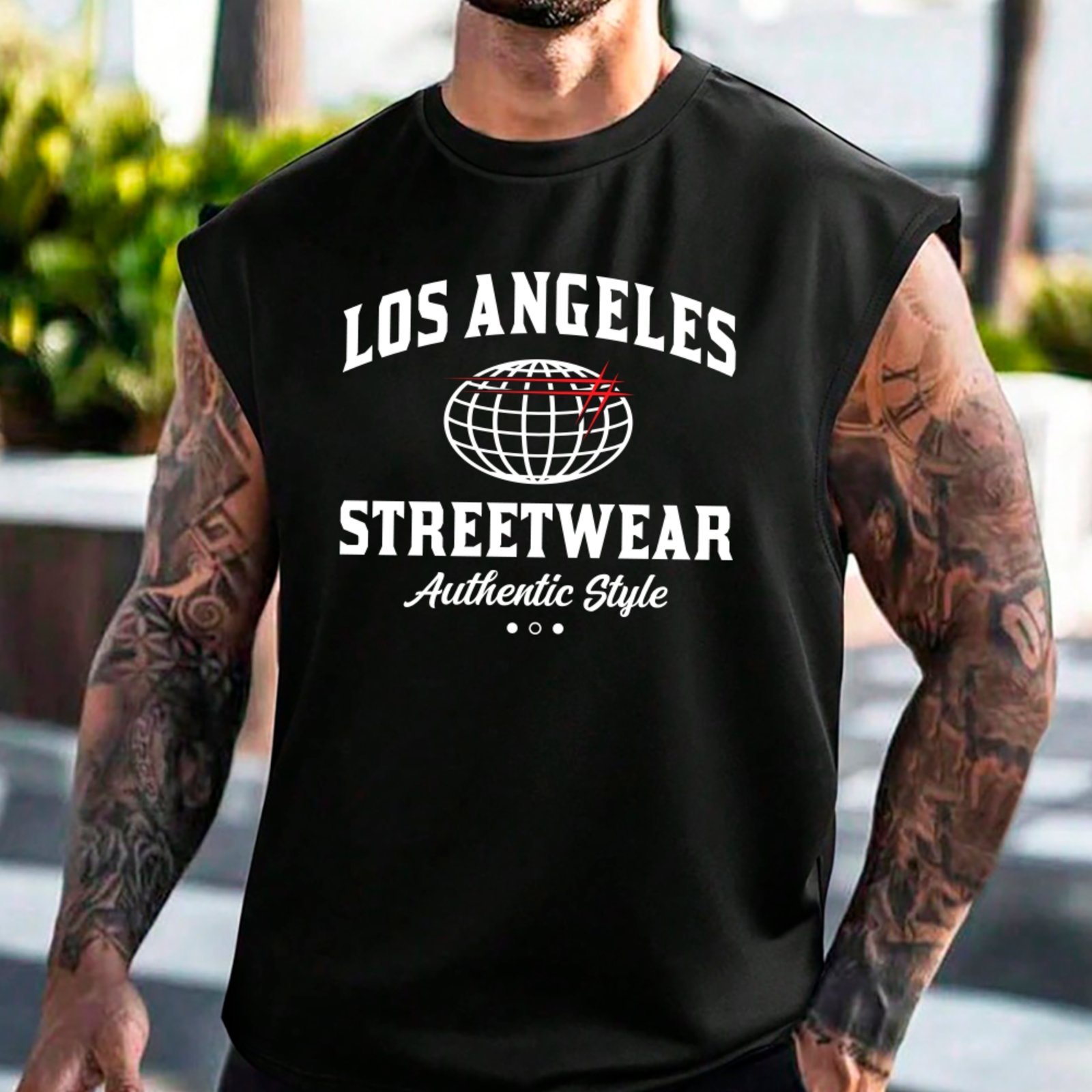 Camiseta Regata Machão Ousy Los Angeles Oversized Masculina Preto