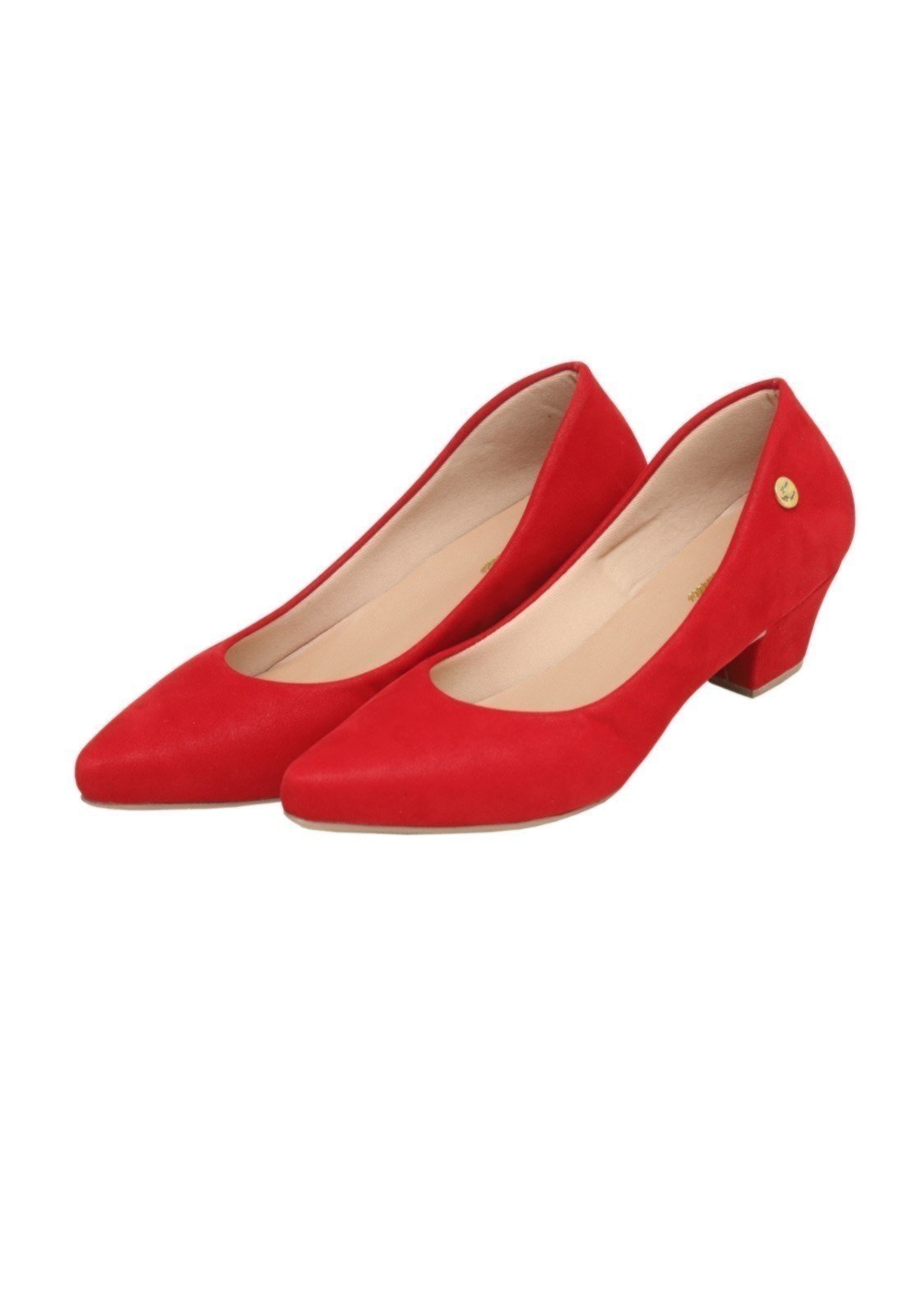 Scarpin Donna Santa Bico Fino Salto Baixo Vermelho