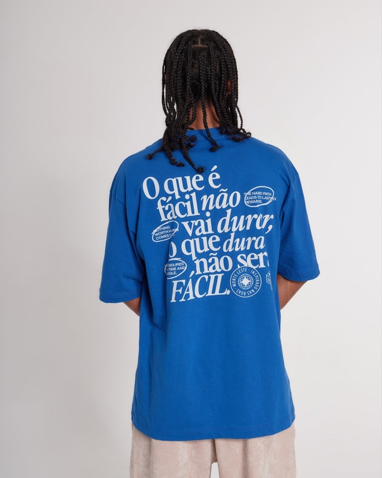 Camiseta Oversized Estampada Fácil - Azul