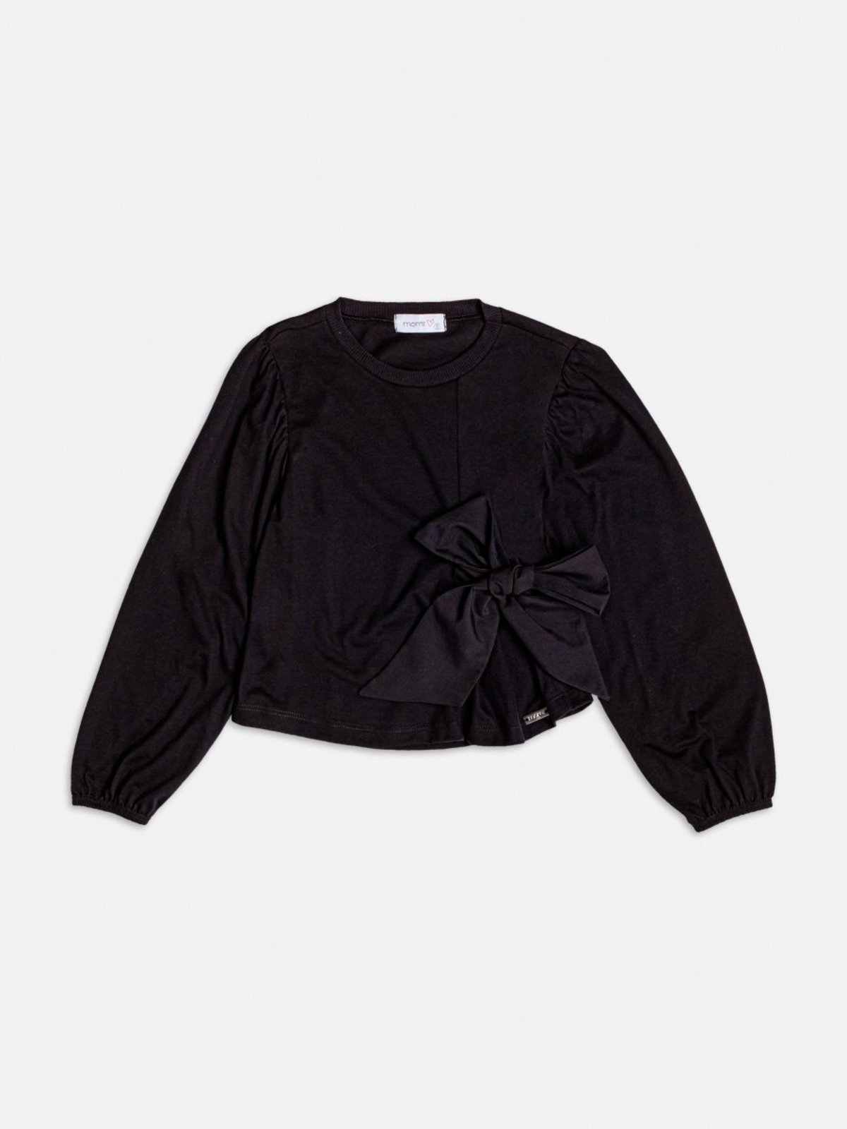 Infantil - Blusa Preta com Recorte e Laço