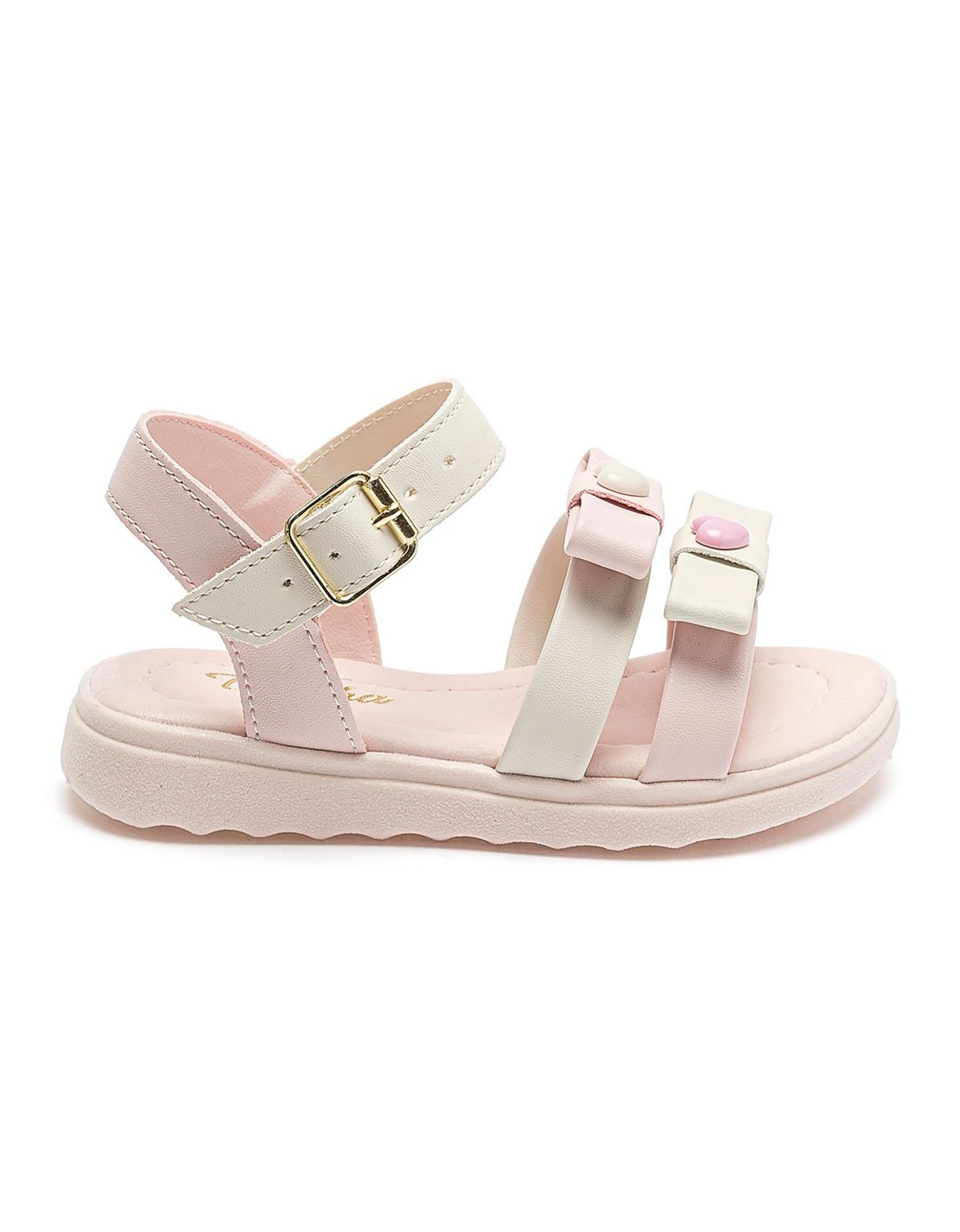 Infantil - Sandália Menina Tininha Laços Coração Macia Leve Festa White/Rosa