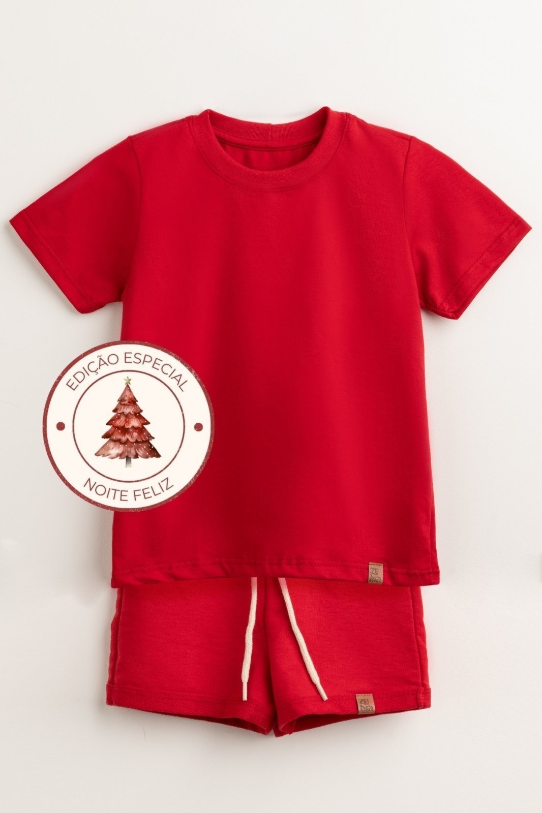 Infantil - Conjunto Natal Unissex Com Camiseta e Short Vermelho Zebra&Friends