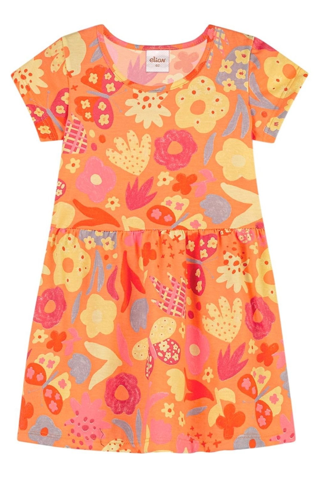 Infantil - Vestido Curto Menina Lúdico Elian Laranja