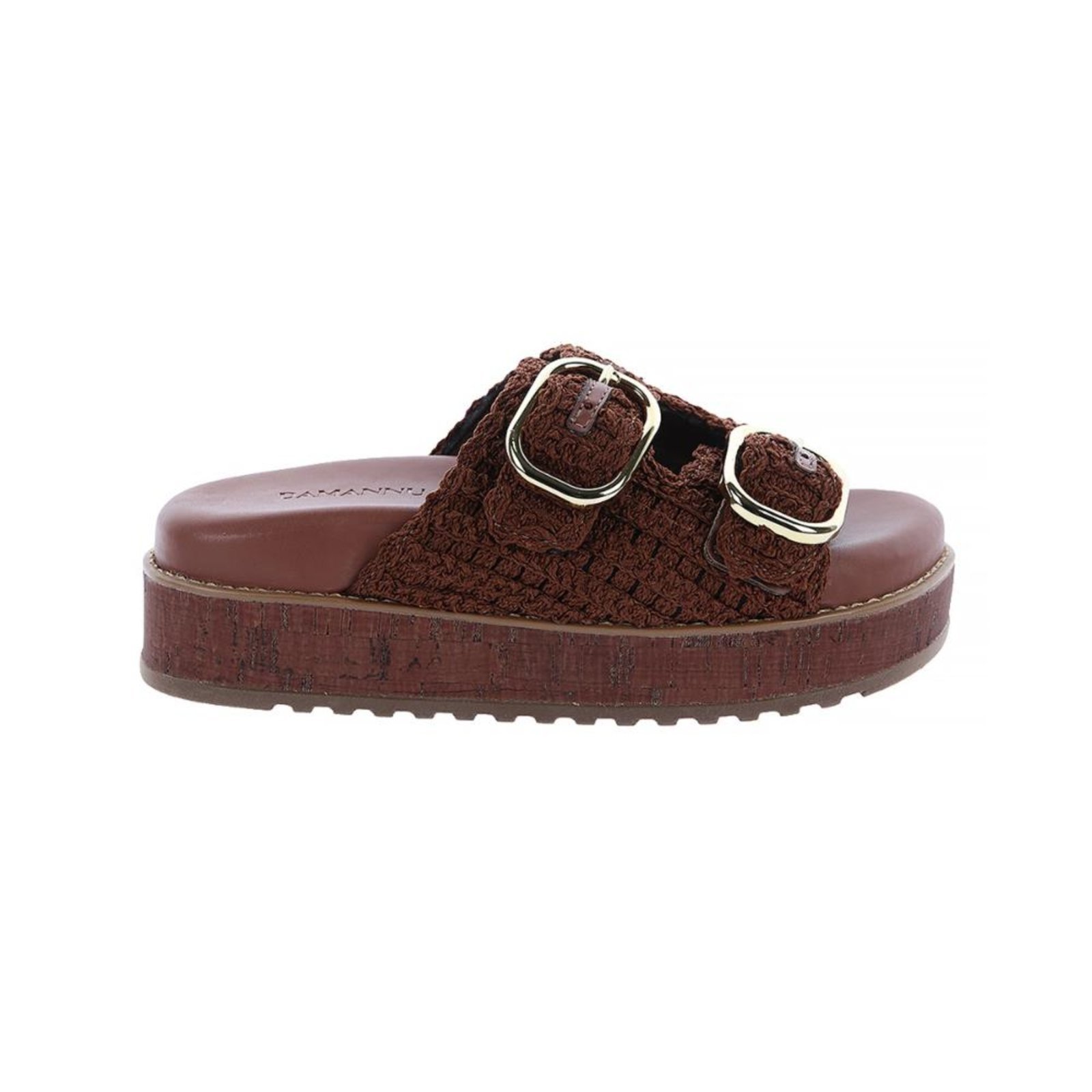 Vista 2 Giza - Sandália Flatform Feminina Crochê com Fivelas Damannu Shoes marrom Damannu Shoes marrom