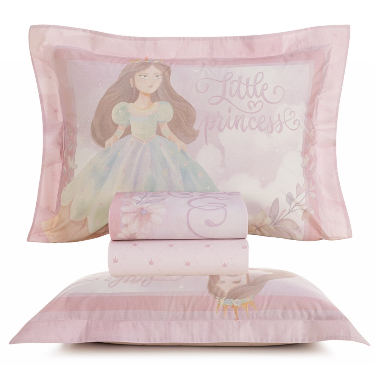 Jogo Cama Casal 200 Fios Karsten Princesinha Rosa
