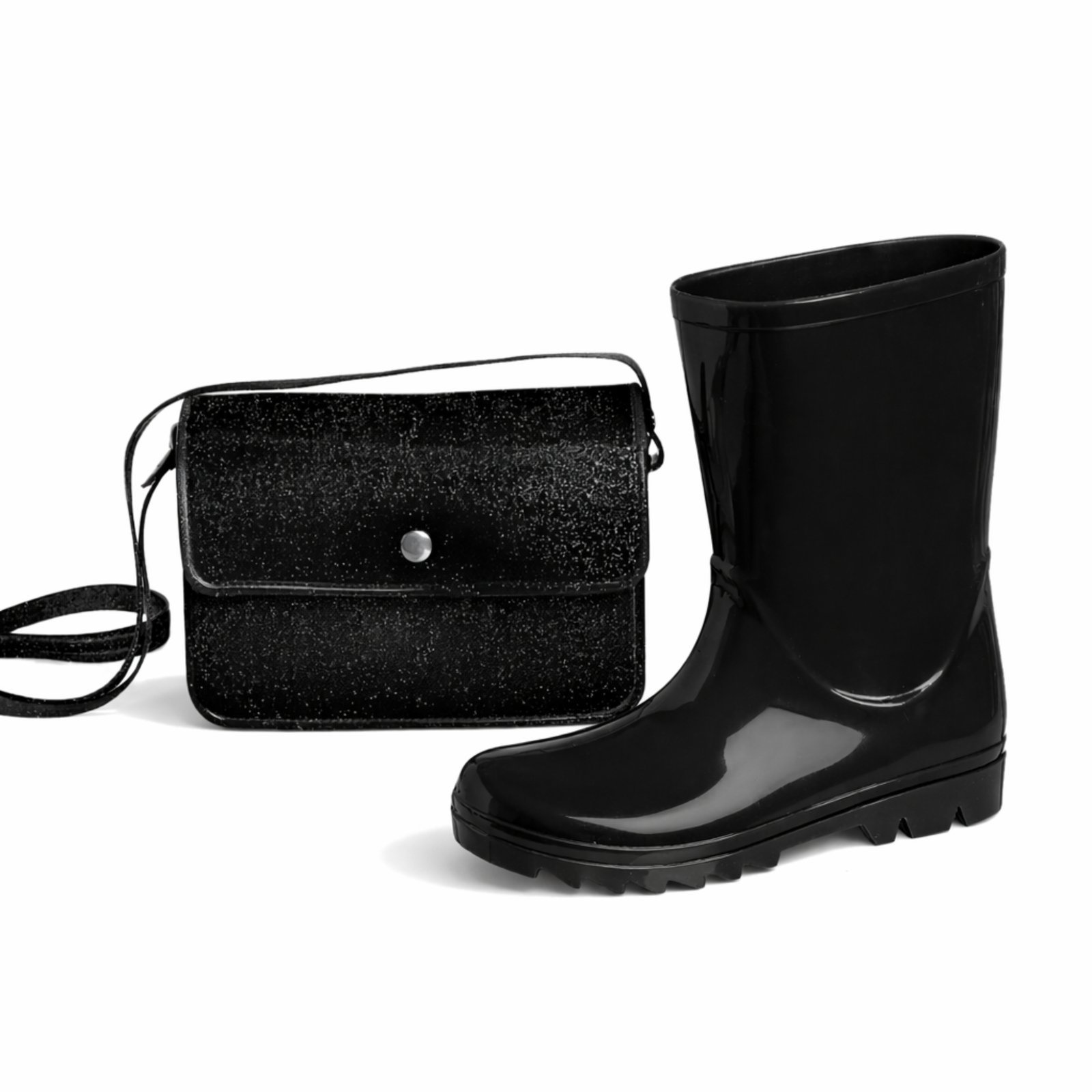 Infantil - Kit meninas galocha emborrachada + bolsa transversal moderna modinha