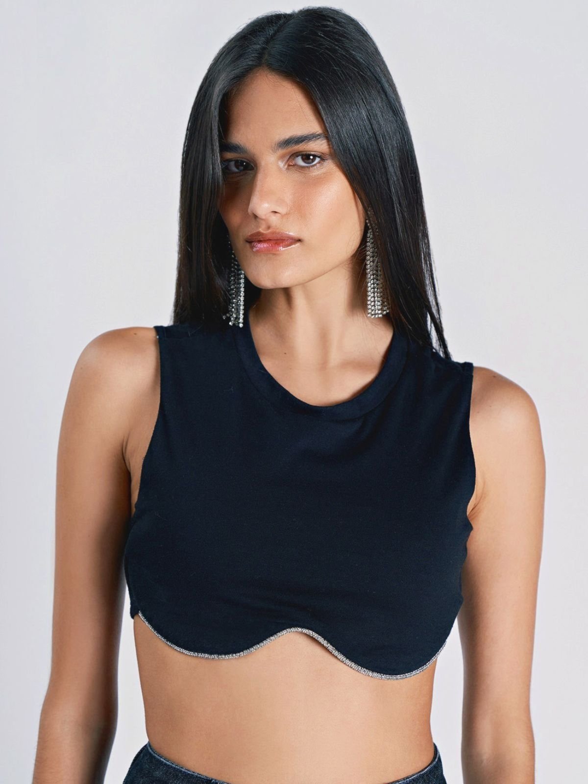 Top Zinco Justo Cavado Com Cordão Preto