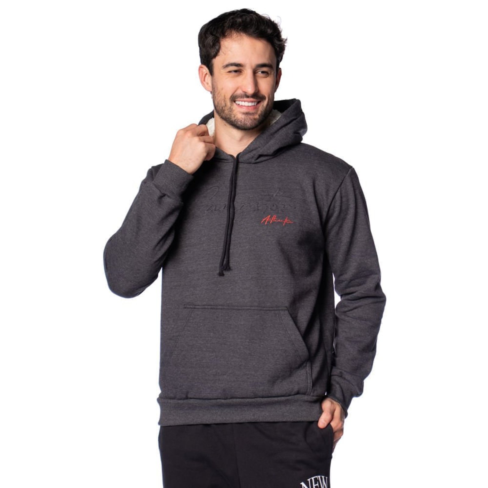 Moletom Masculino Gangster Capuz Fleece Pelinhos Cinza