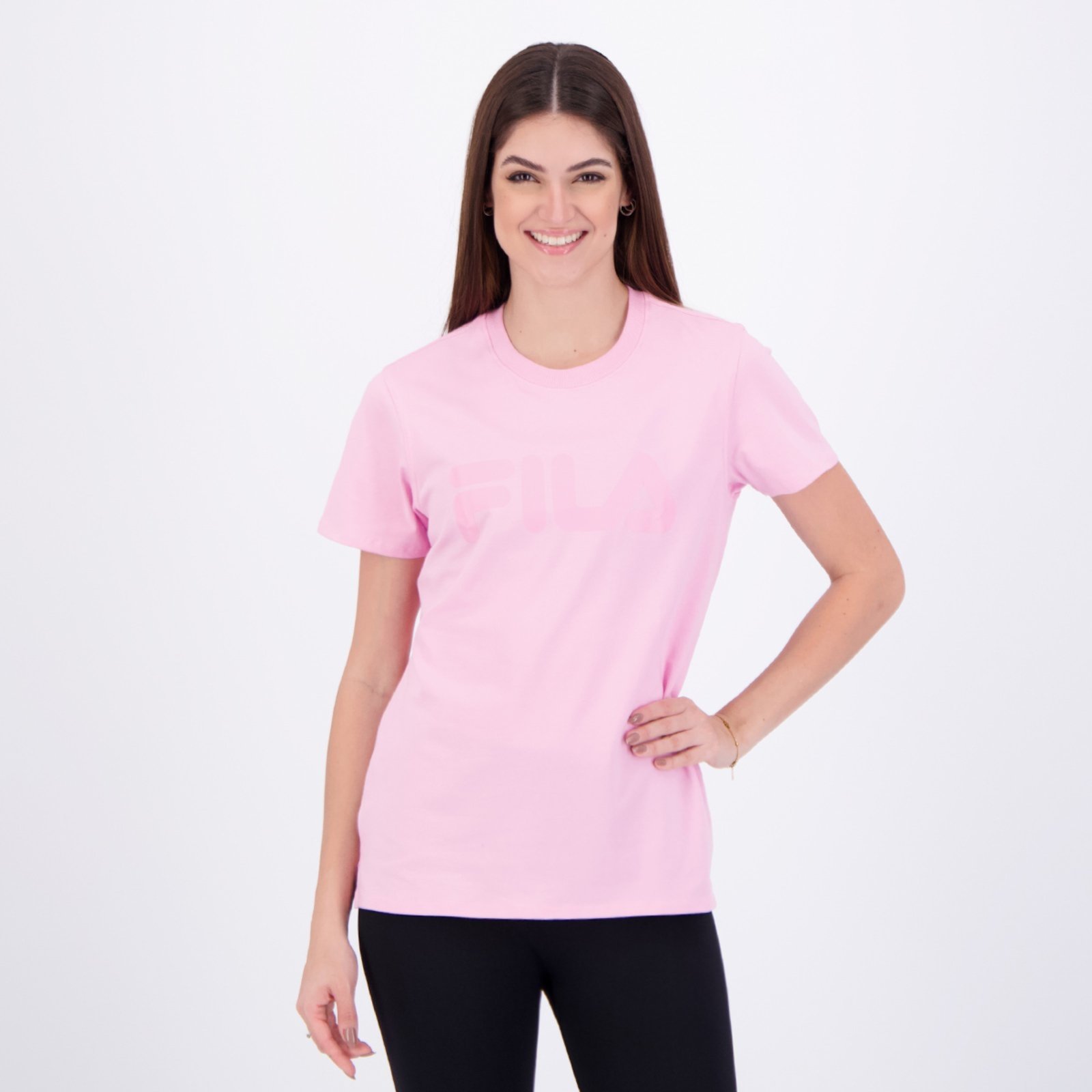 Vista 2 Camiseta Fila Letter Premium II Feminina rosa Fila rosa