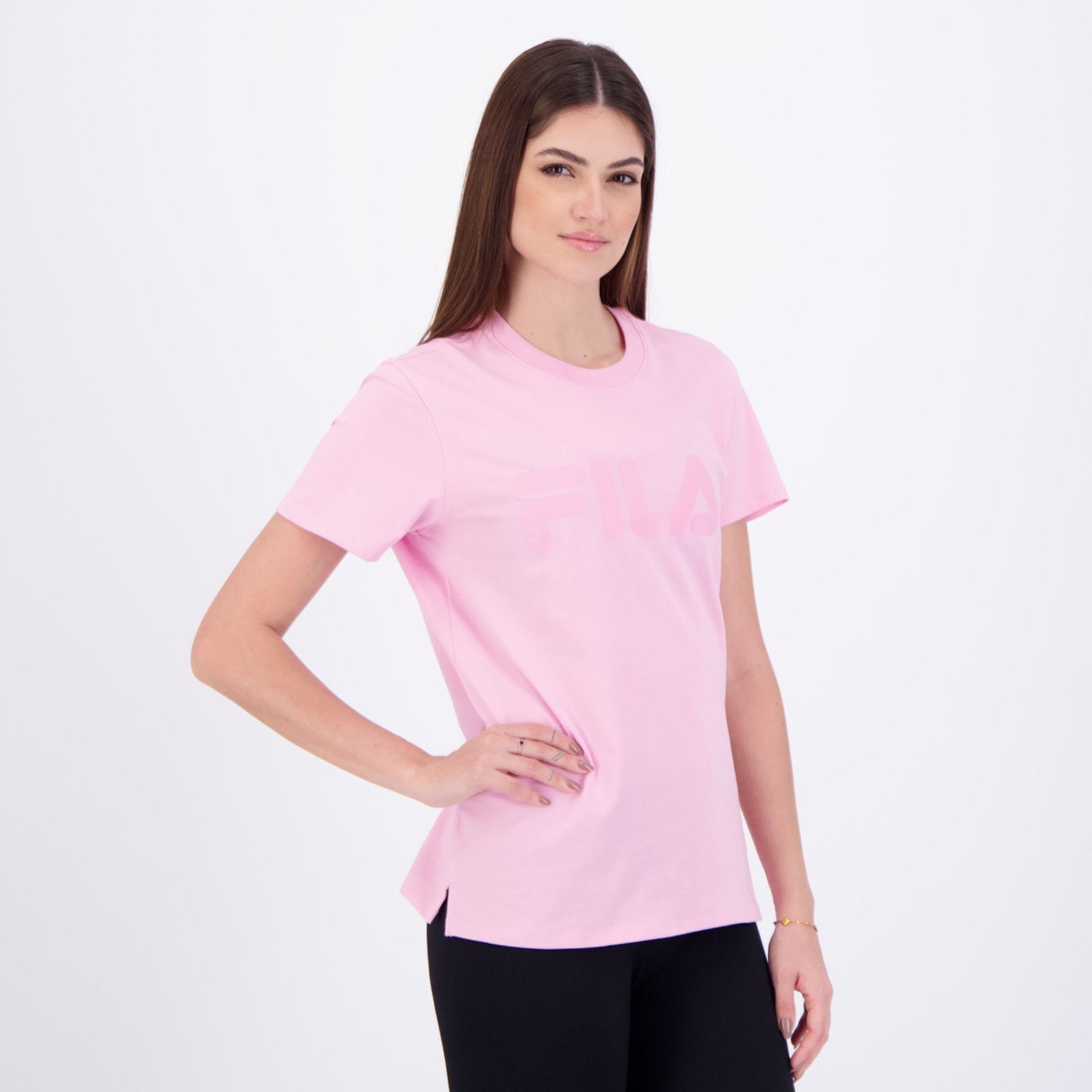 Vista 3 Camiseta Fila Letter Premium II Feminina rosa Fila rosa