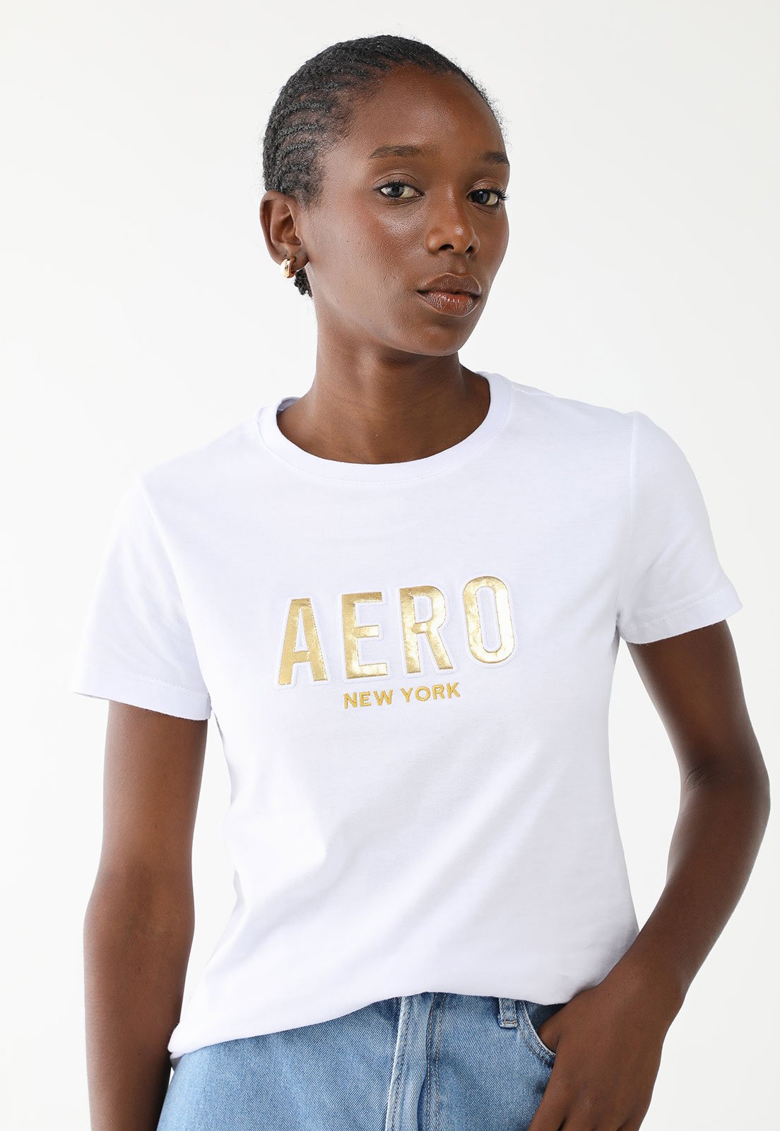 Camiseta Aeropostale Slim Logo Branca