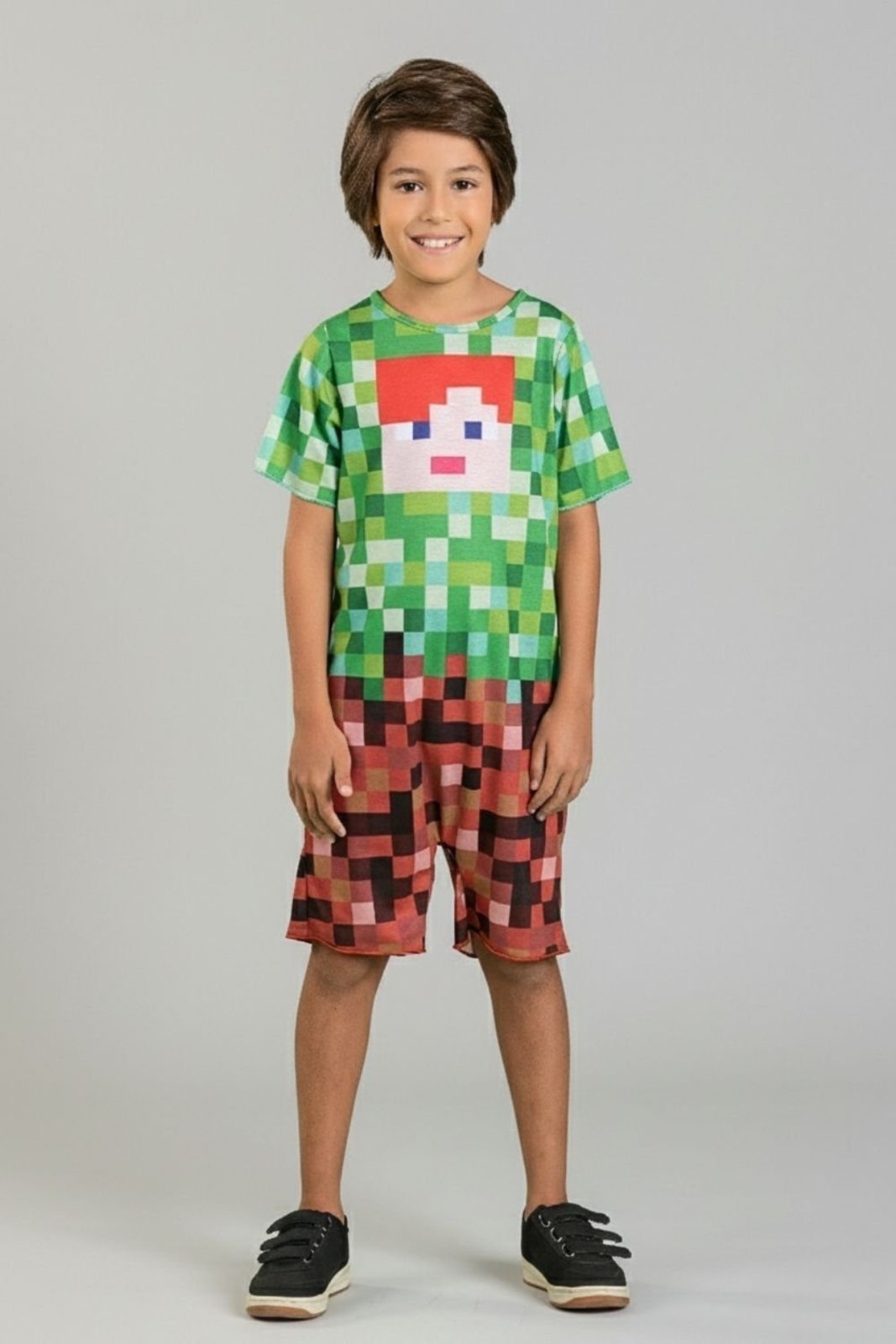 Vista 2 Infantil - Fantasia Bem Vestir Macacão Jogo Craft verde BEM VESTIR verde