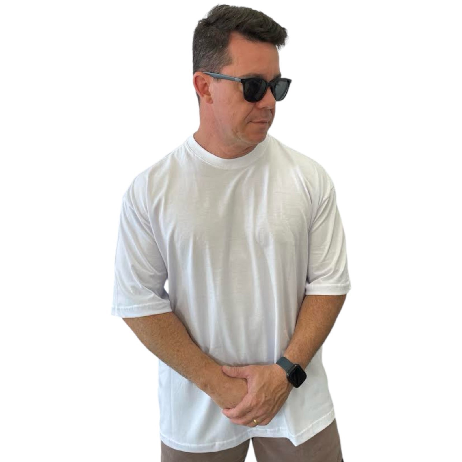 Vista 3 Camiseta Larga Oversized Streetwear T-shirt White Stecchi STECCHI MODA branco white STECCHI MODA branco white