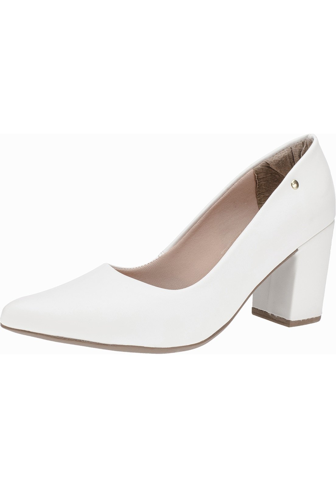 Scarpin Feminino Salto Alto Grosso Lóris Shoes Bico Fino Branco