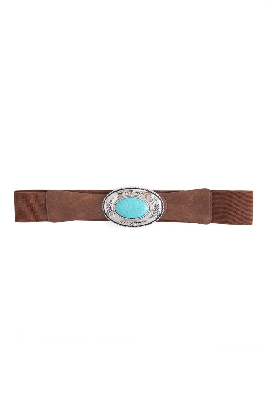 Cinto Cabanafree COM ELASTICO BOHO MARROM COM DETALHE AZUL