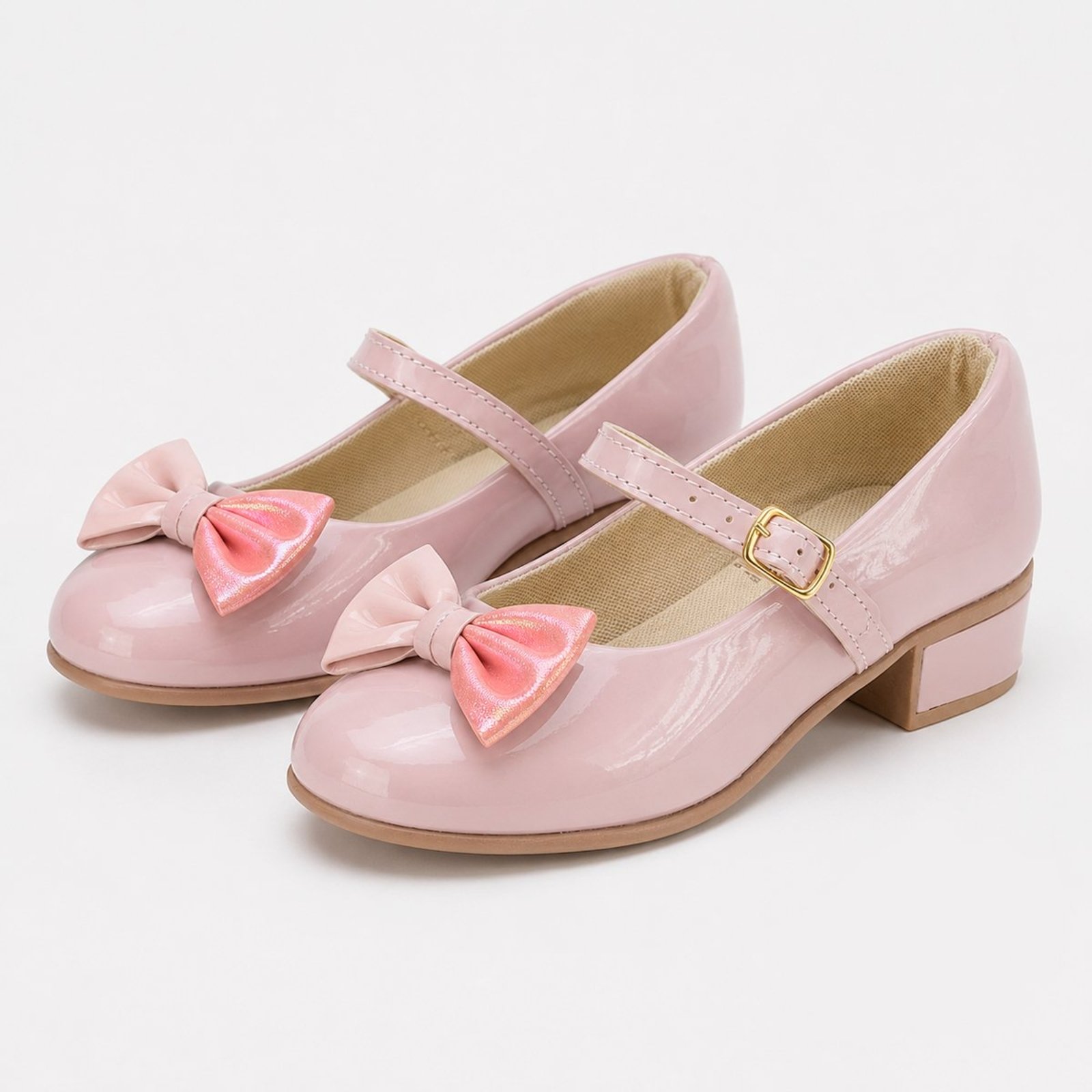 Infantil - Sapatilha Feminina e Adulta Rosa com Saltinho Baixo Pepite Estilo Boneca