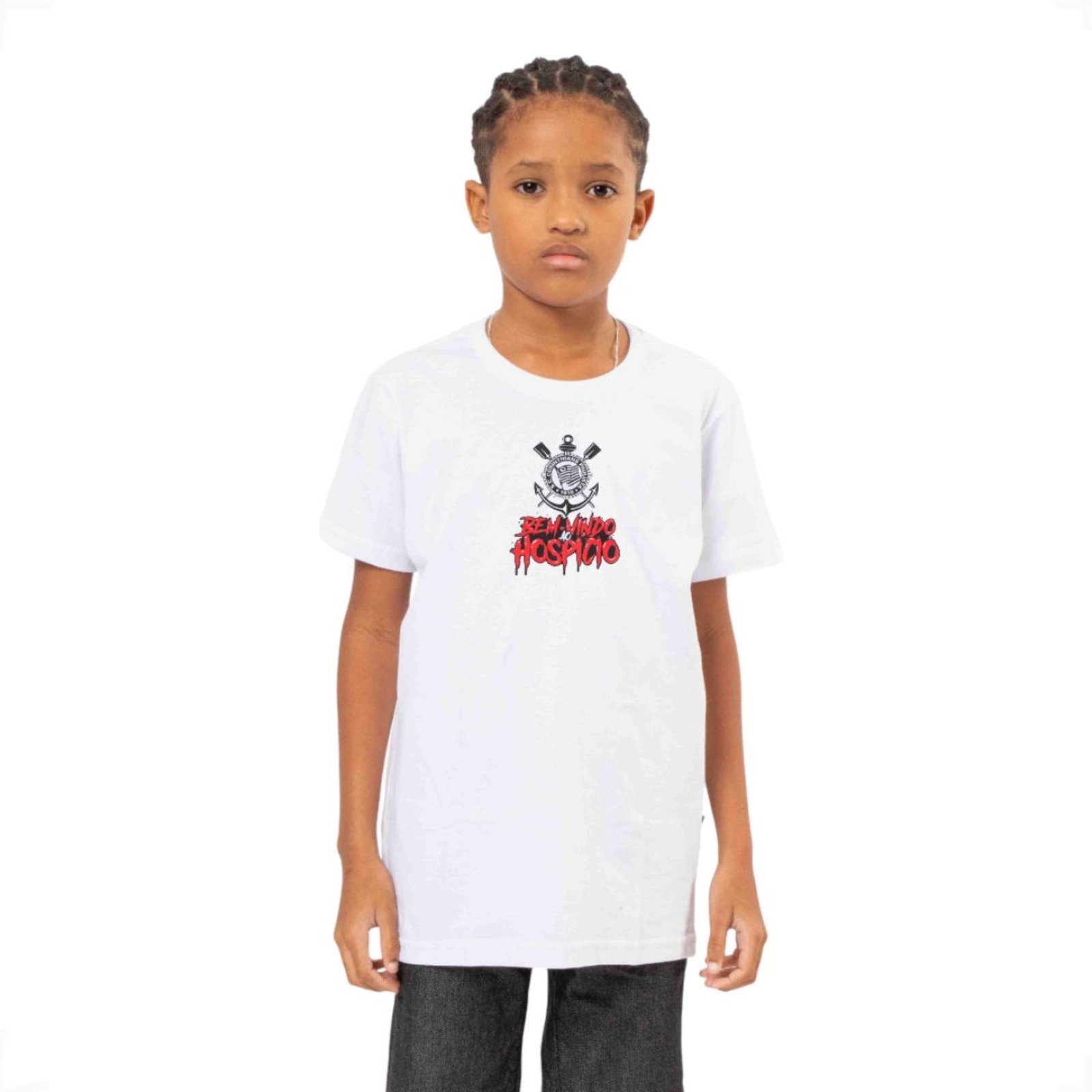 Camiseta Juvenil Corinthians Oficial Bem Vindo Ao Hospício Surf Center