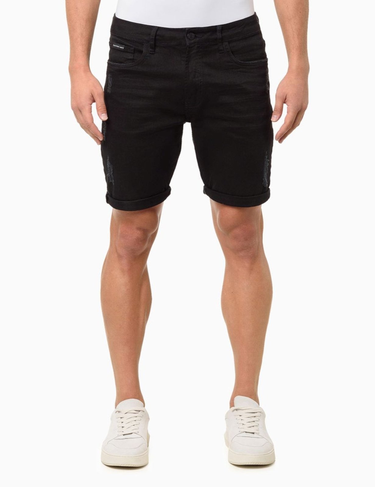 Vista 2 Bermuda de Sarja Masculina Com Stretch e Barra a Fio Calvin Klein Jeans preto preto