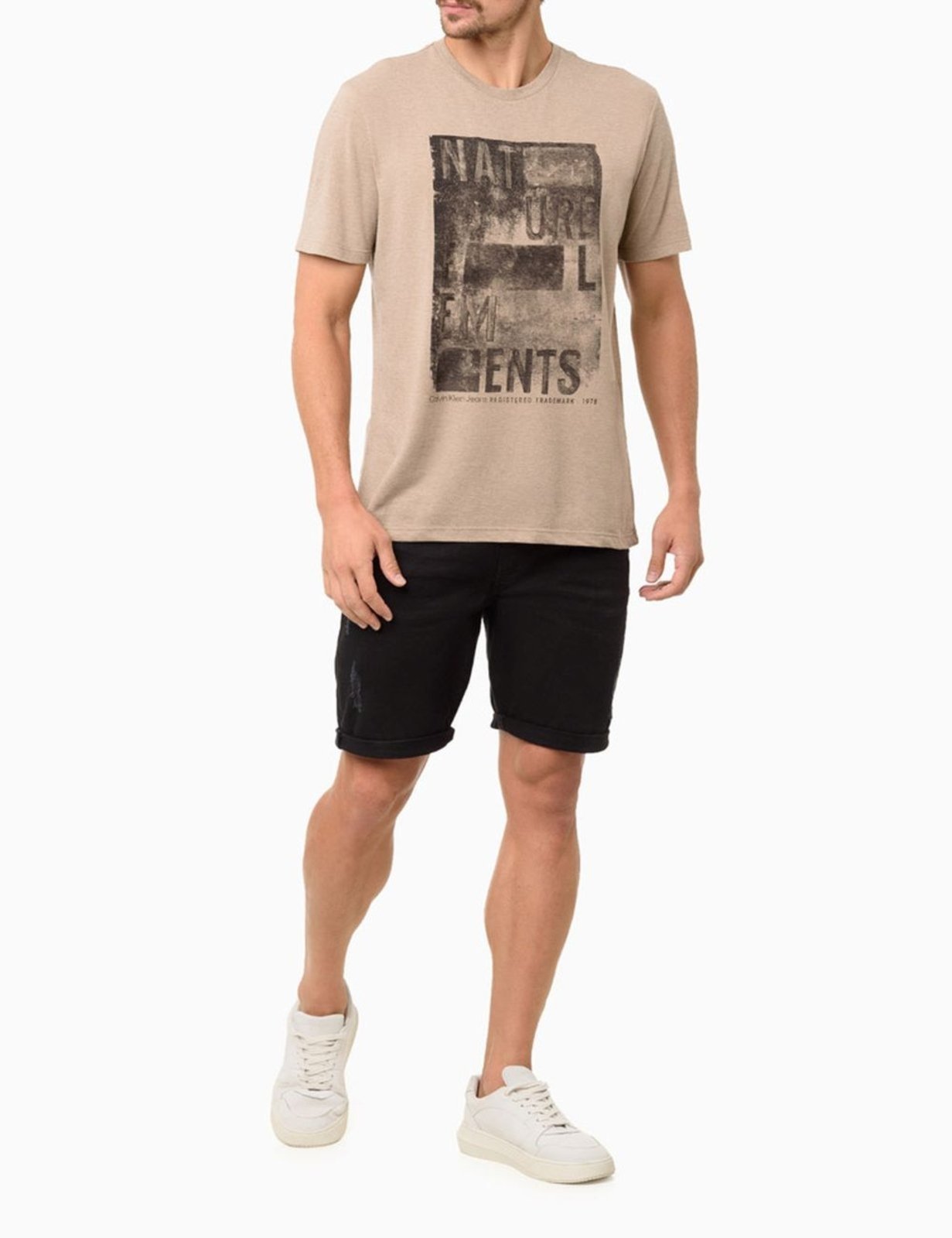 Vista 3 Bermuda de Sarja Masculina Com Stretch e Barra a Fio Calvin Klein Jeans preto preto