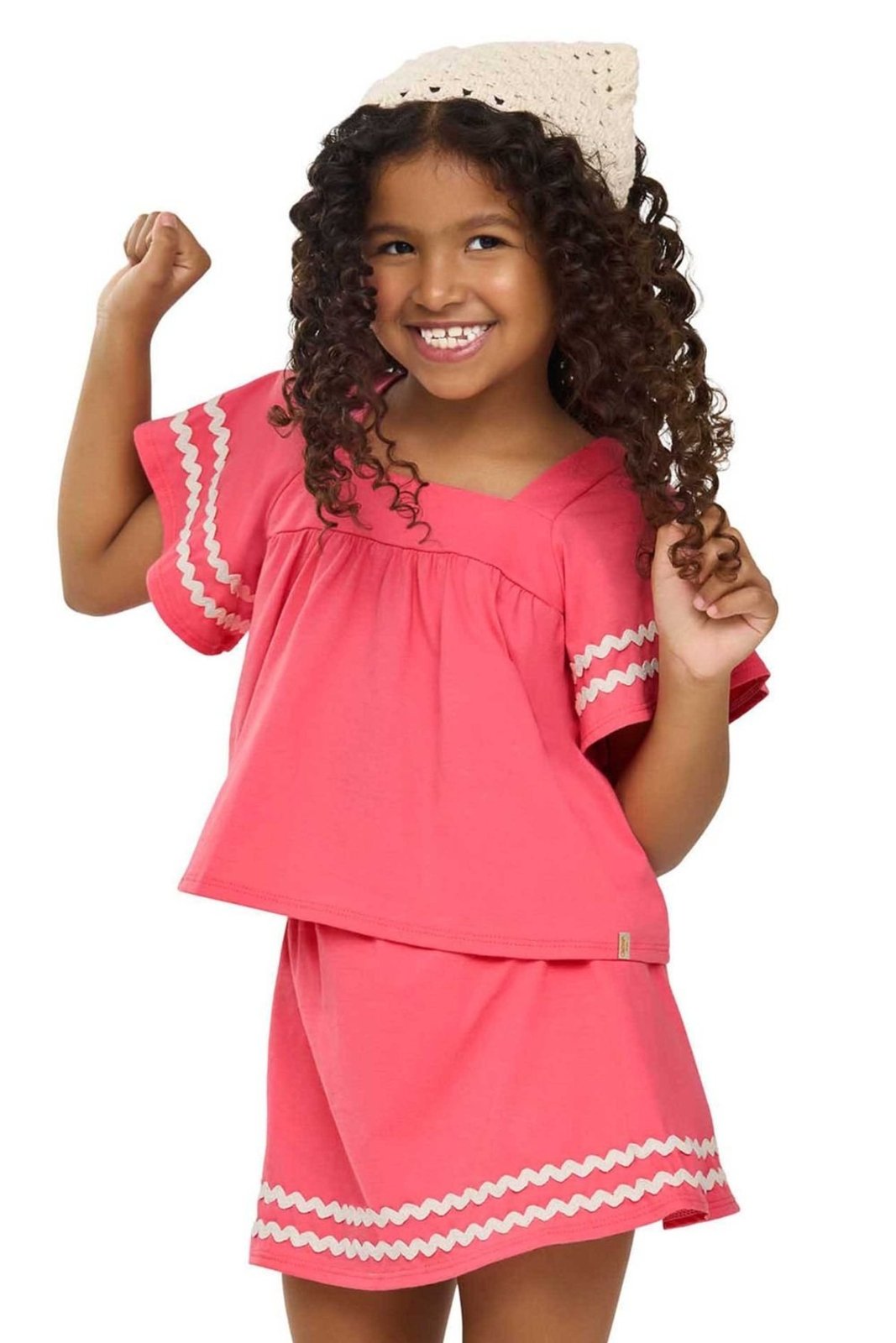 Infantil - Conjunto Menina Cantarim Ondulado Elian Rosa