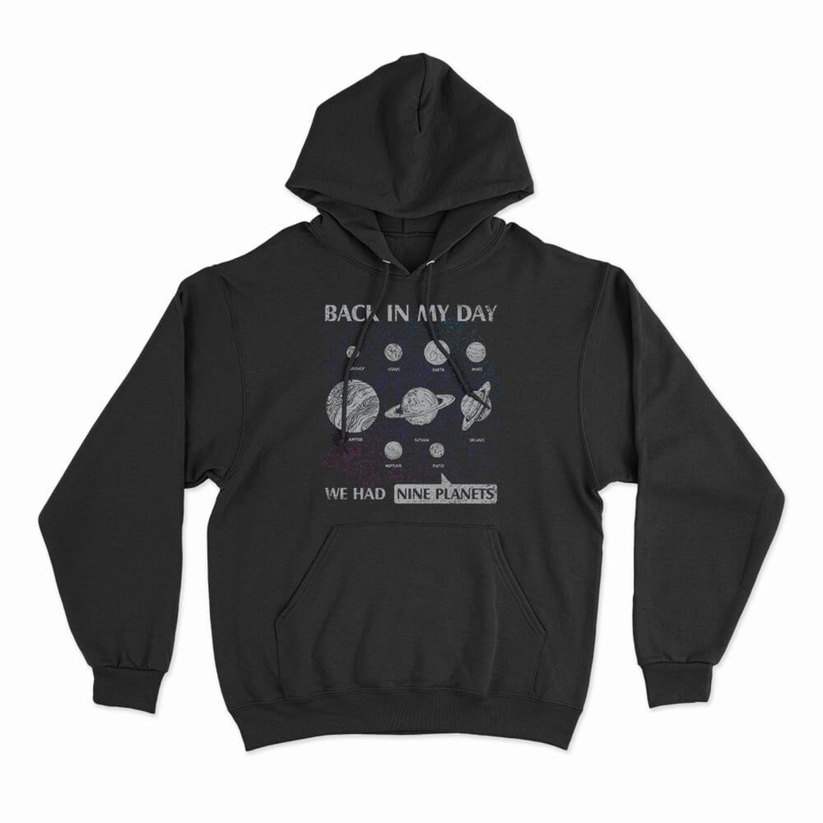 Moletom Com Capuz Nove Planetas - Preto - Casual - Studio Geek