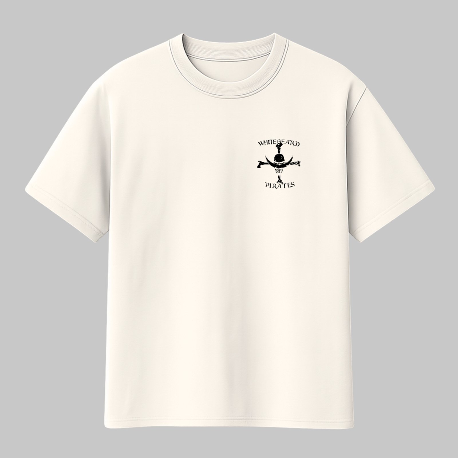 Camiseta Básica Whitebeard Pirates Anime Style Unissex Off White
