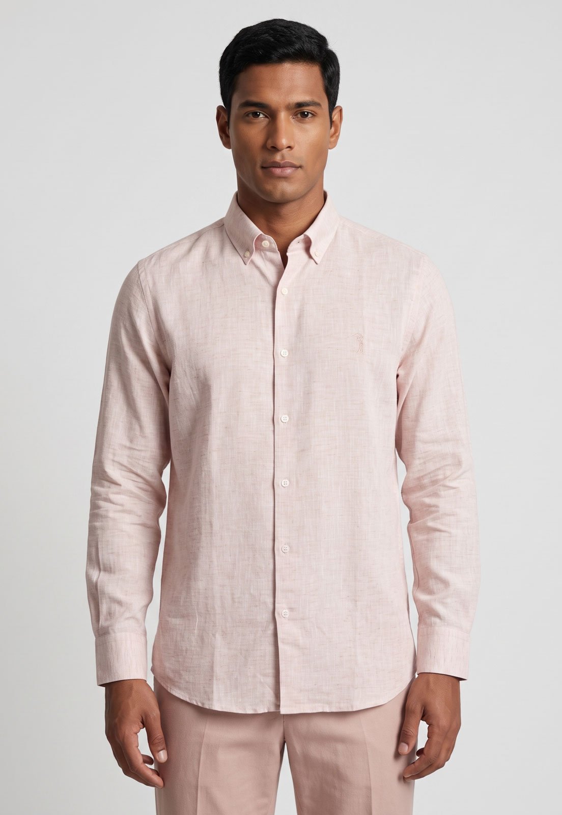 Camisa Masculina Aleatory Manga Longa Clássica Bege