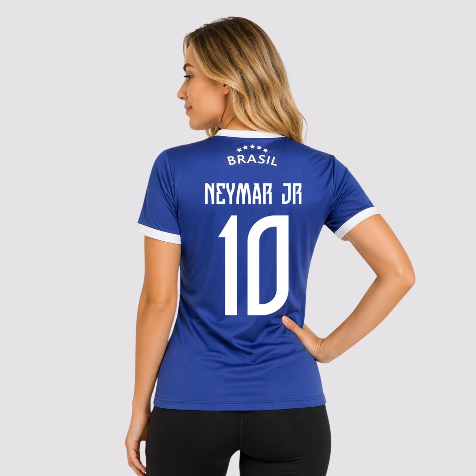 Camisa Brasil Canarinho Feminina Azul 10 Neymar Jr