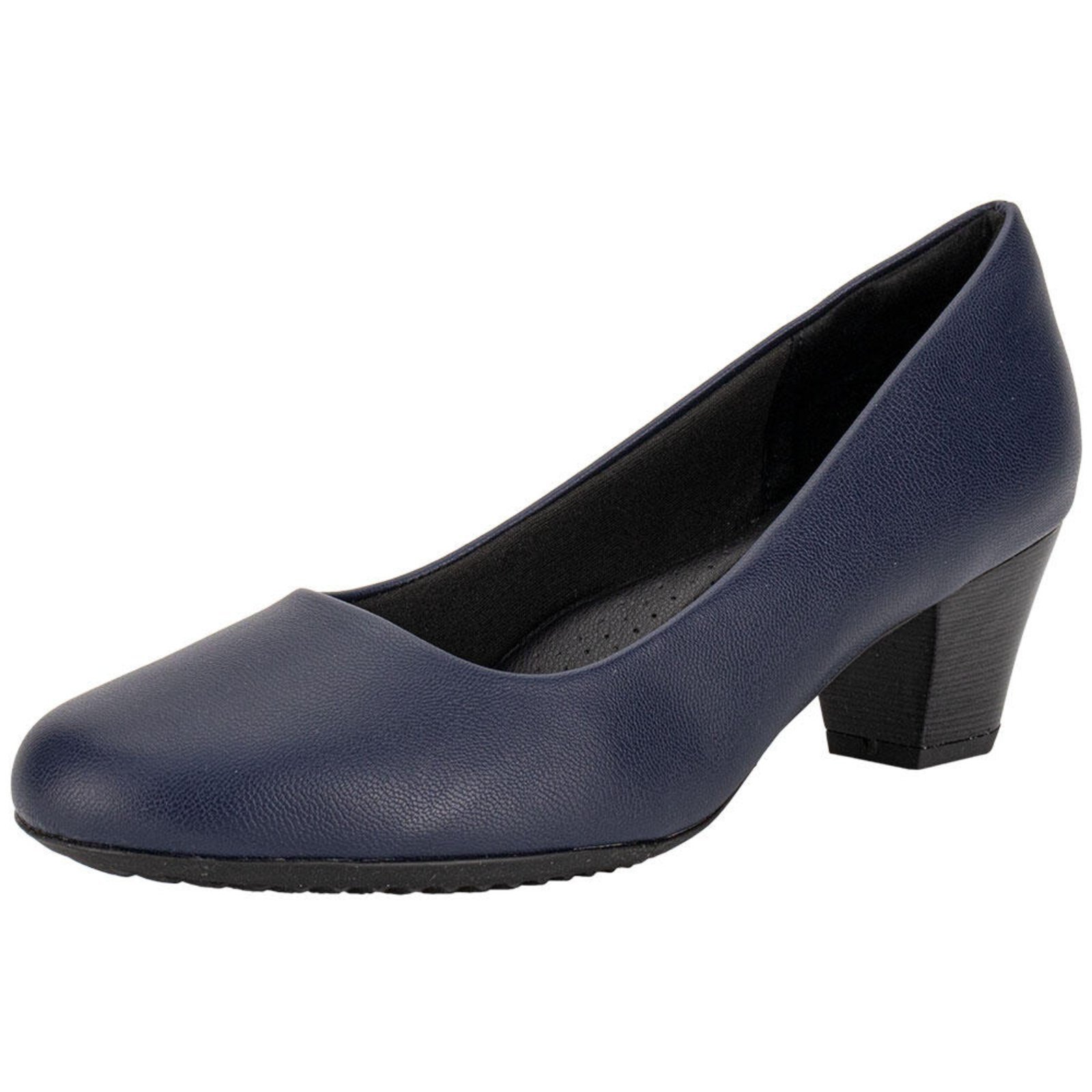Sapato Feminino Salto Grosso Piccadilly 110120 0081101 Azul Marinho