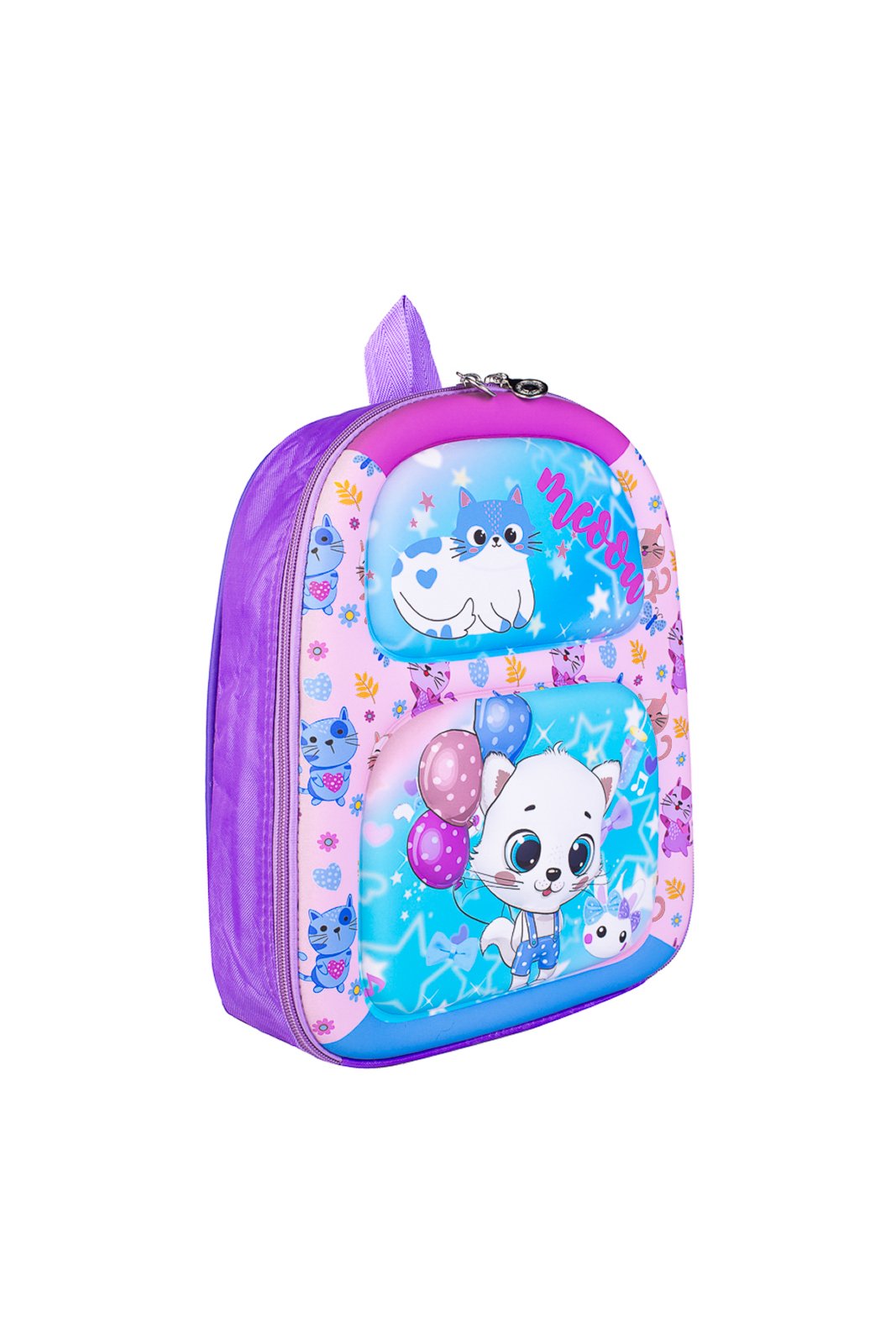 Vista 3 Infantil - Mochila baby alto relevo 12" 55872 - Gato" Enluaze lilás Enluaze lilás