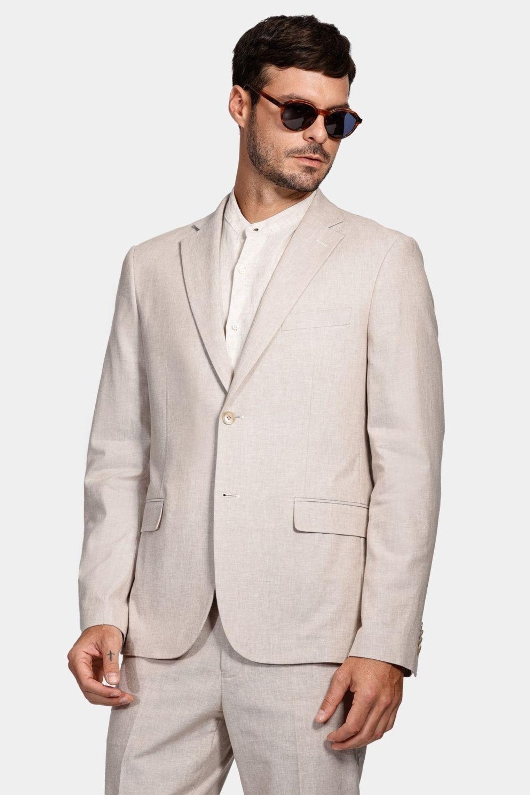 Paletó Aramis Linho Oxford Super Slim Cáqui