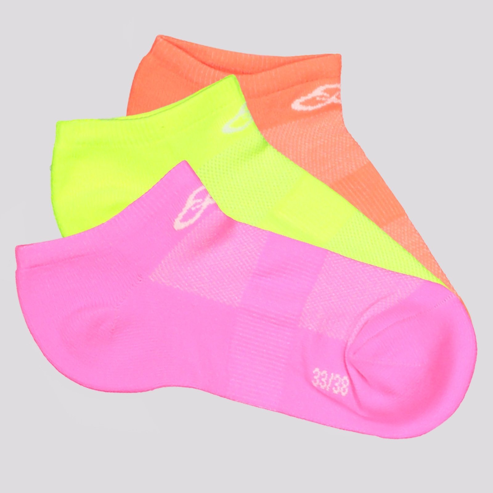 Kit 3 Pares de Meias Olympikus Cano Invisível Feminino Neon