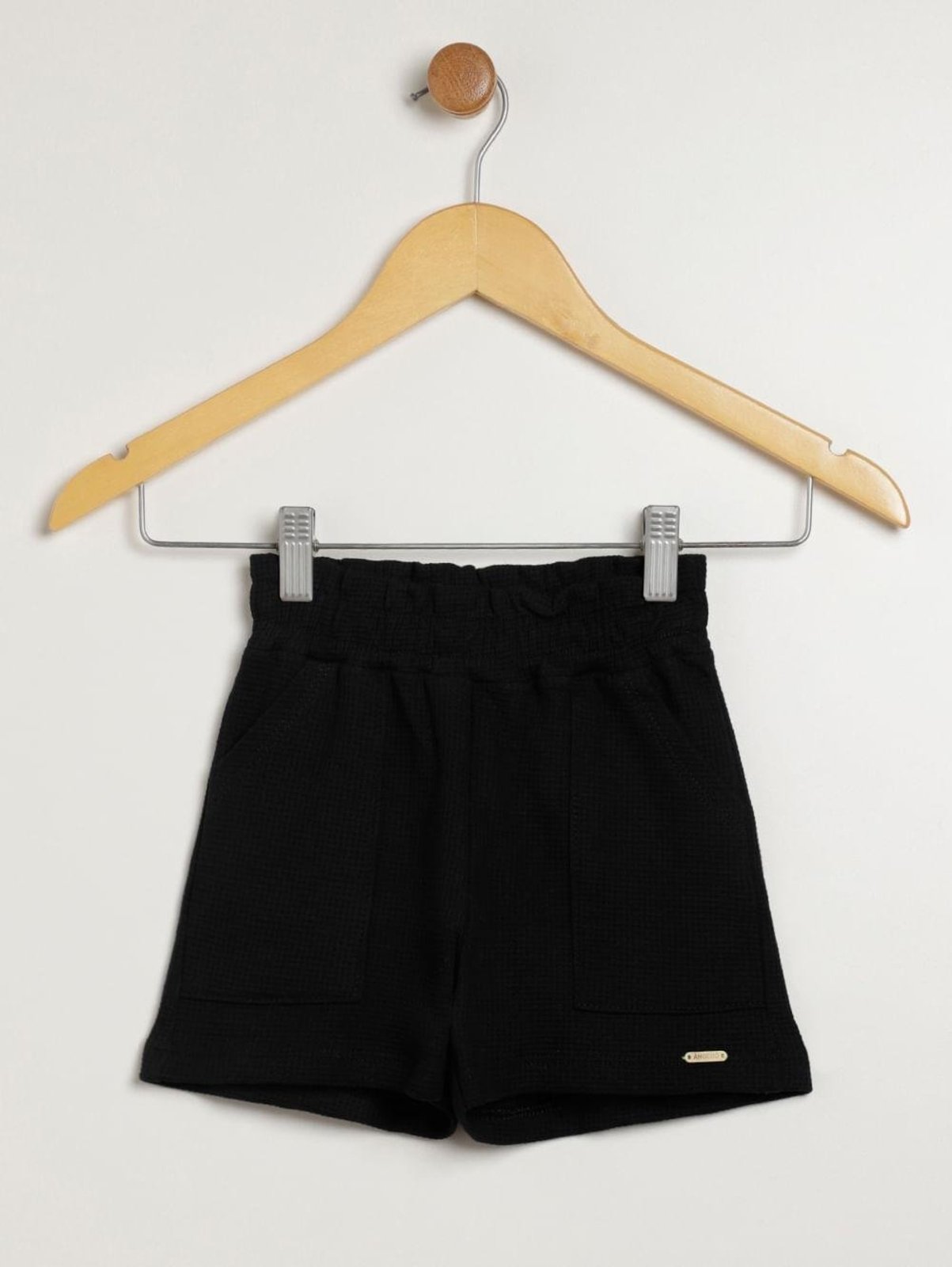 Infantil - Short Clochard Moletinho Para Menina - PRETO
