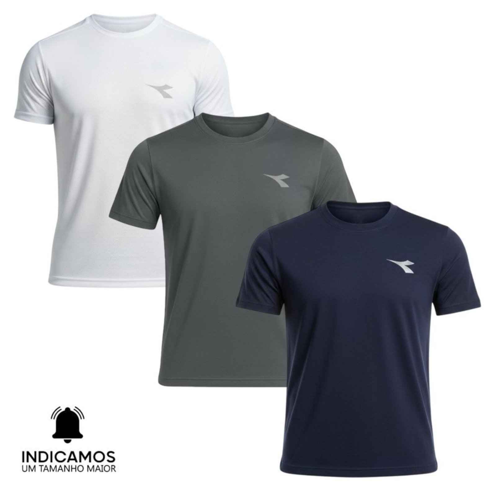 Kit 3 Camisetas Diadora Small Logo Masculina - Branco - diadora