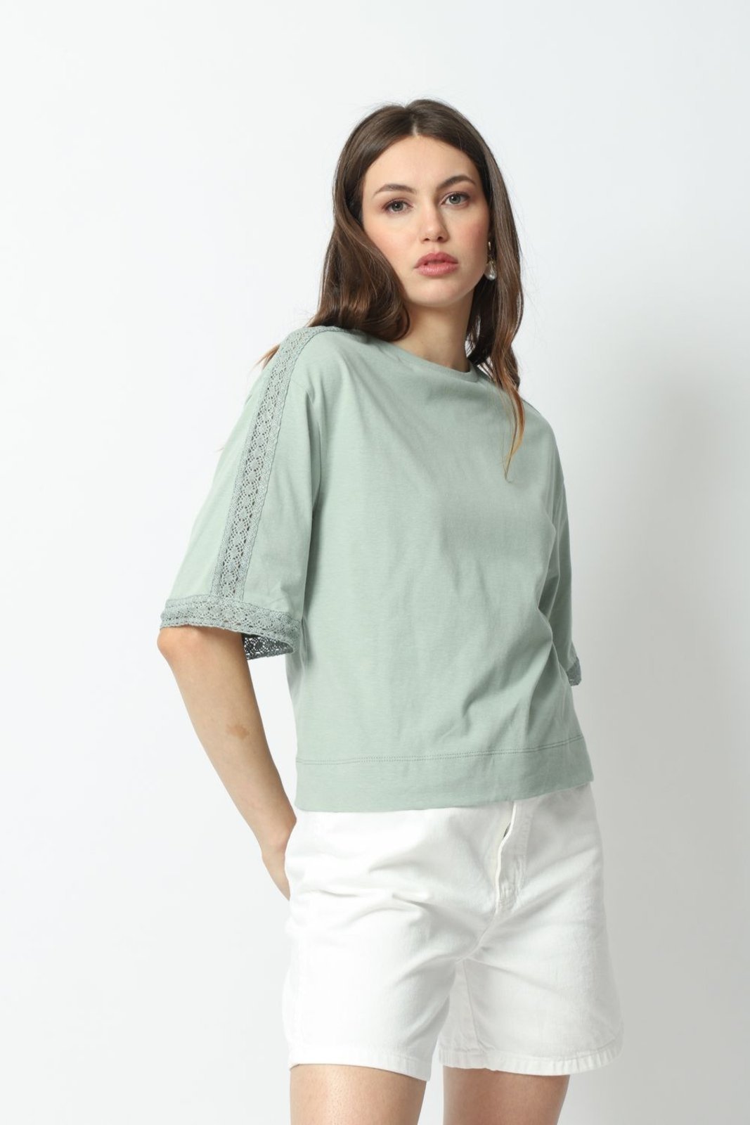 T shirt Oversized Trabalhada Verde G Gazzy