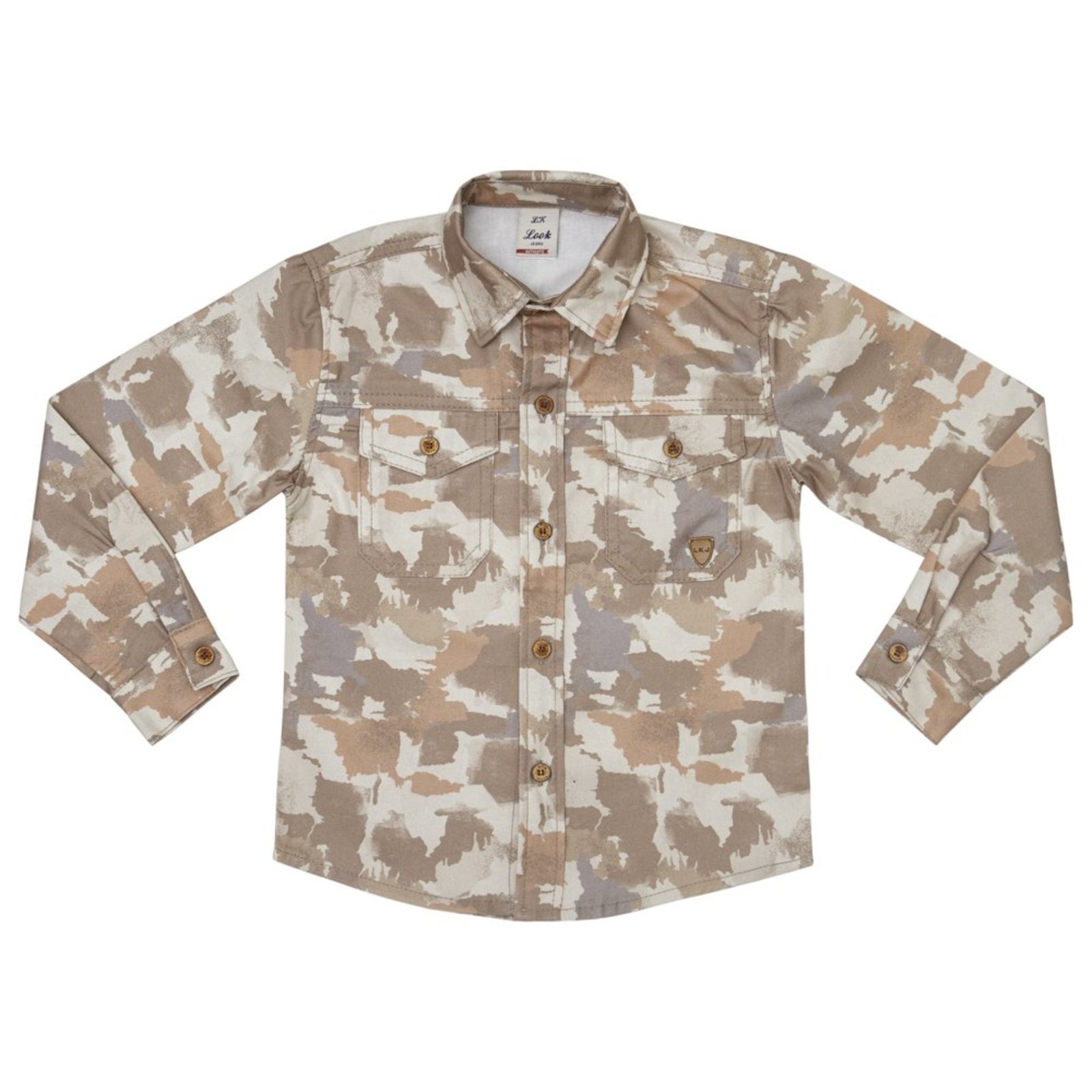 Infantil - Camisa Look Jeans Sarja Camuflada Bege