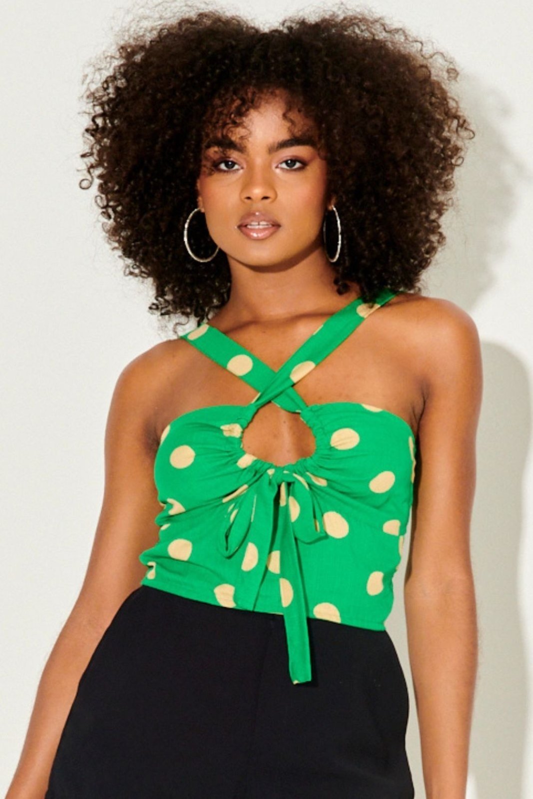 Cropped Feminino Alça Amarração Planet Girls Verde Escuro