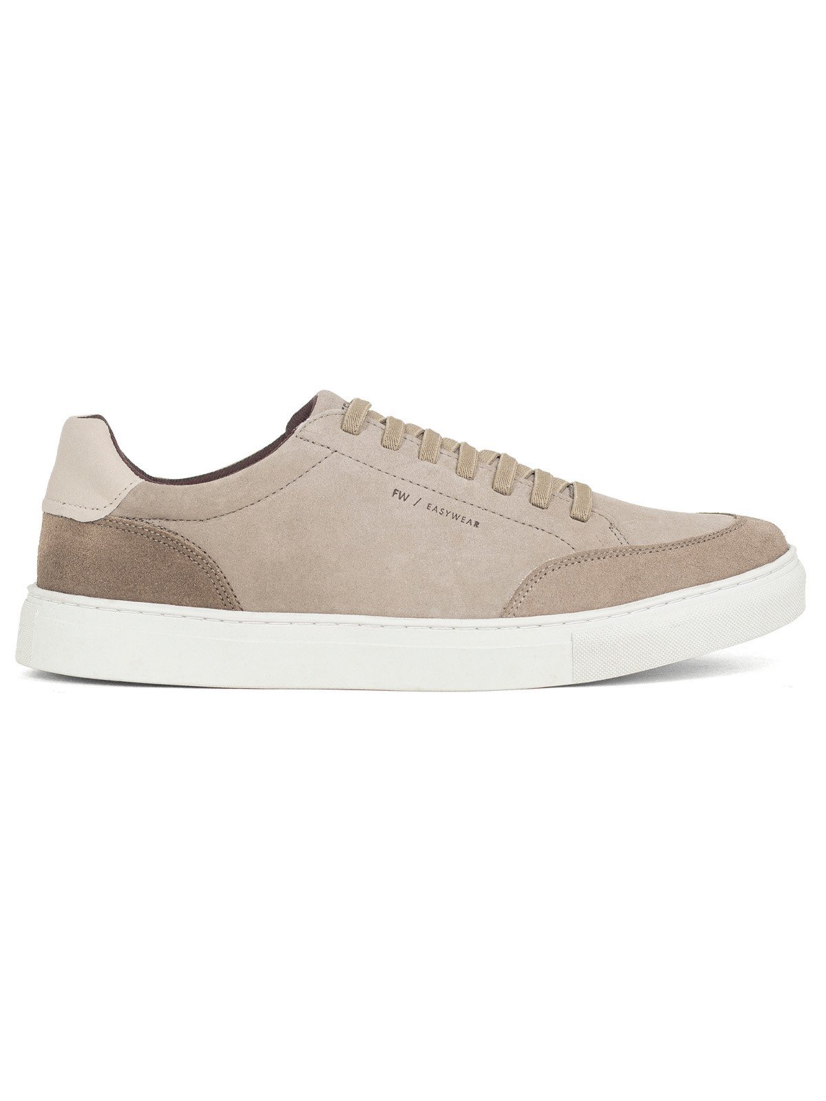 Tênis Masculino Freeway Casual Box04 Couro Confortável Cadarço Elástico Bege Taupe