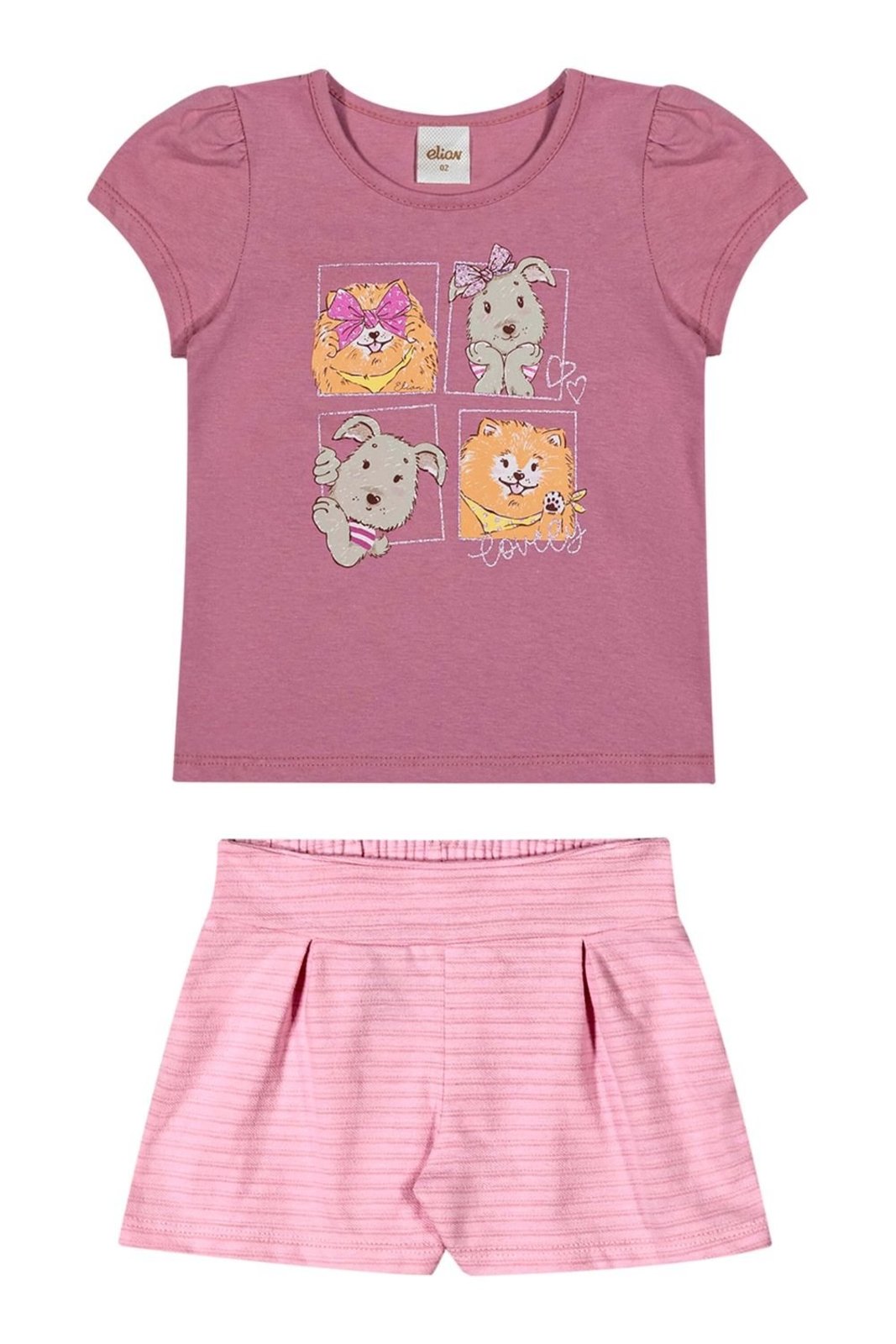 Infantil - Conjunto Menina Cachorrinhos Elian Rosa